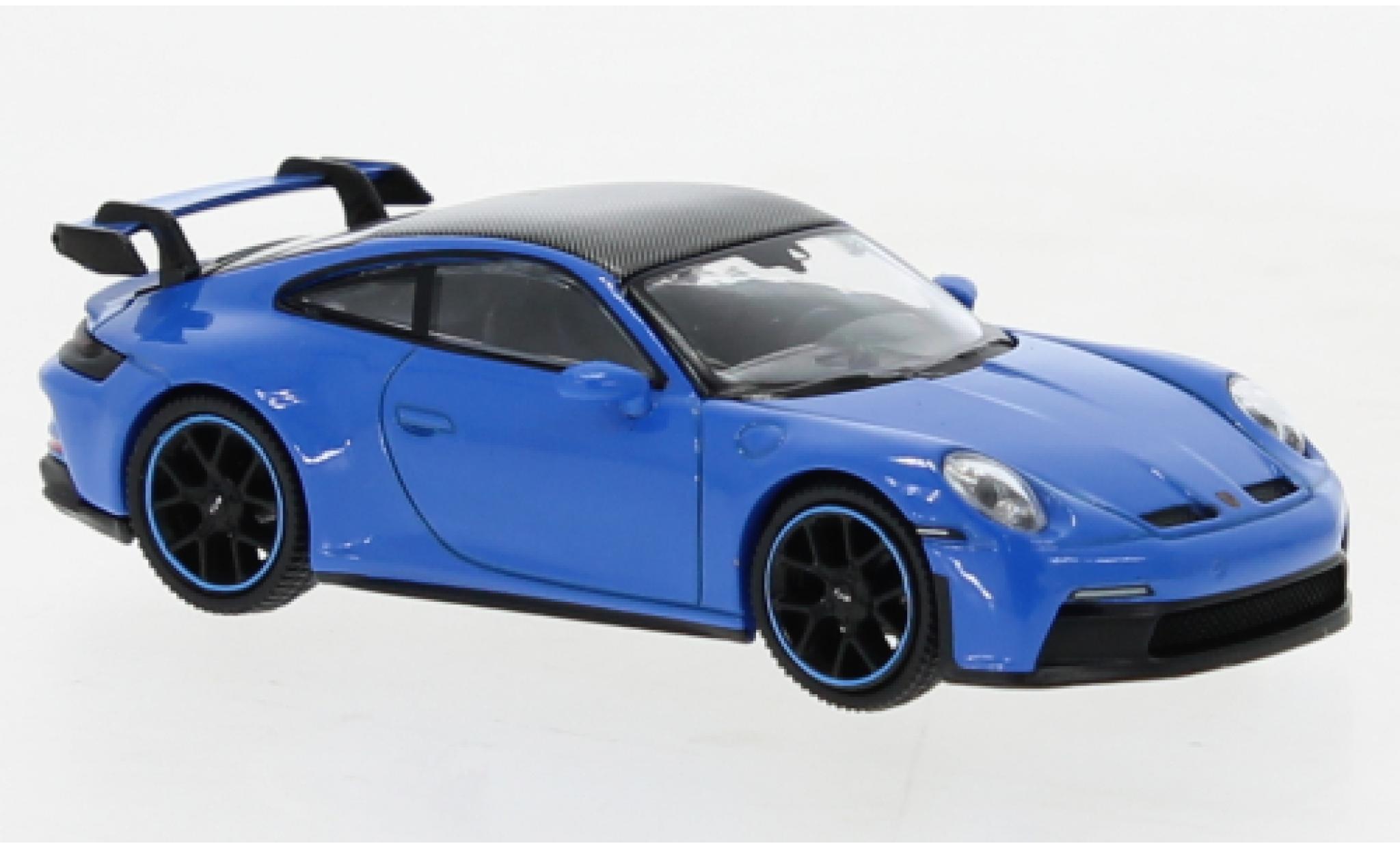Porsche 992 GT3 1/64 Mini GT 911  blauw modelauto