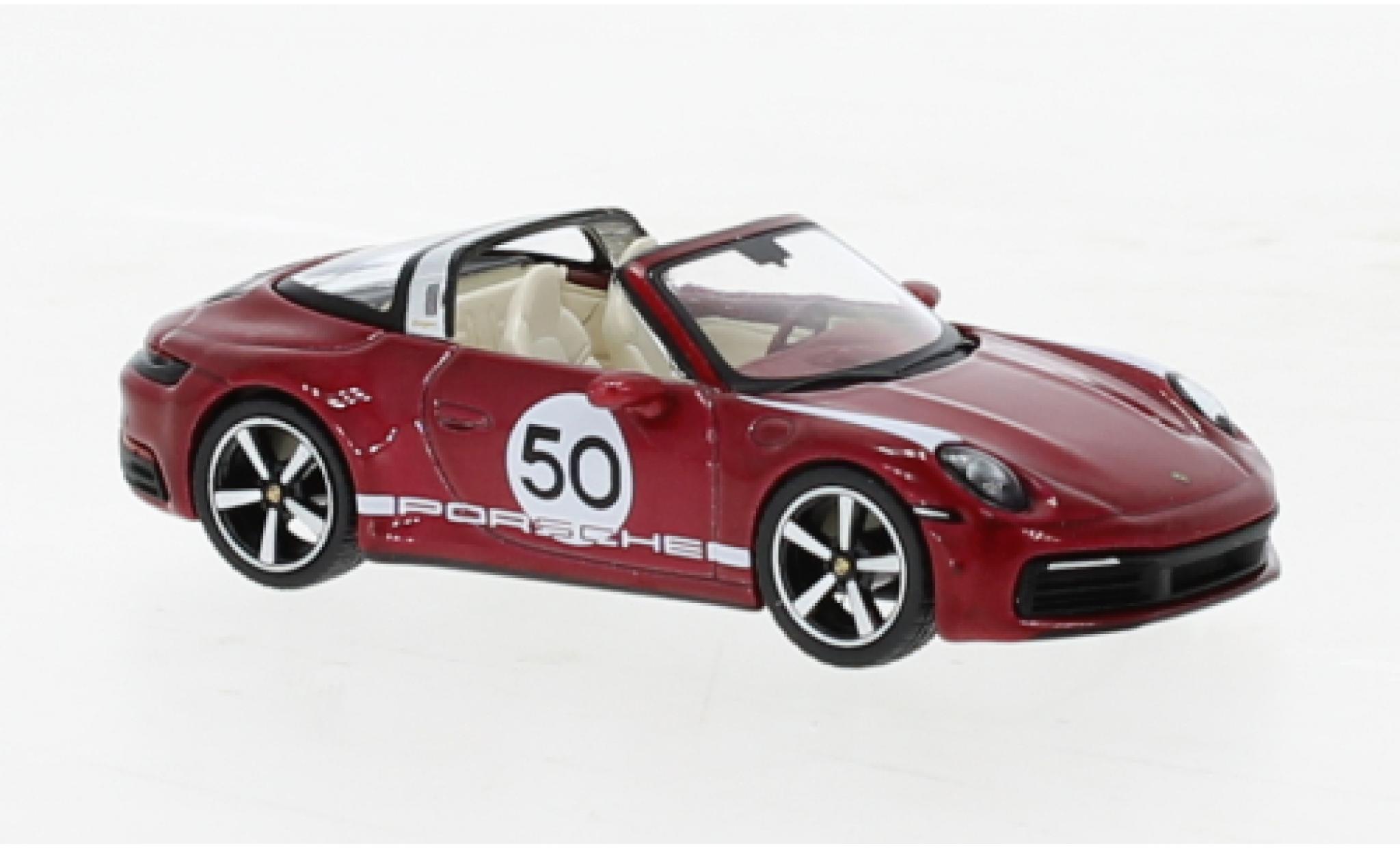 Porsche 992 Targa 1/64 Mini GT 911  4S Heritage Design Edition metallic rood modelauto