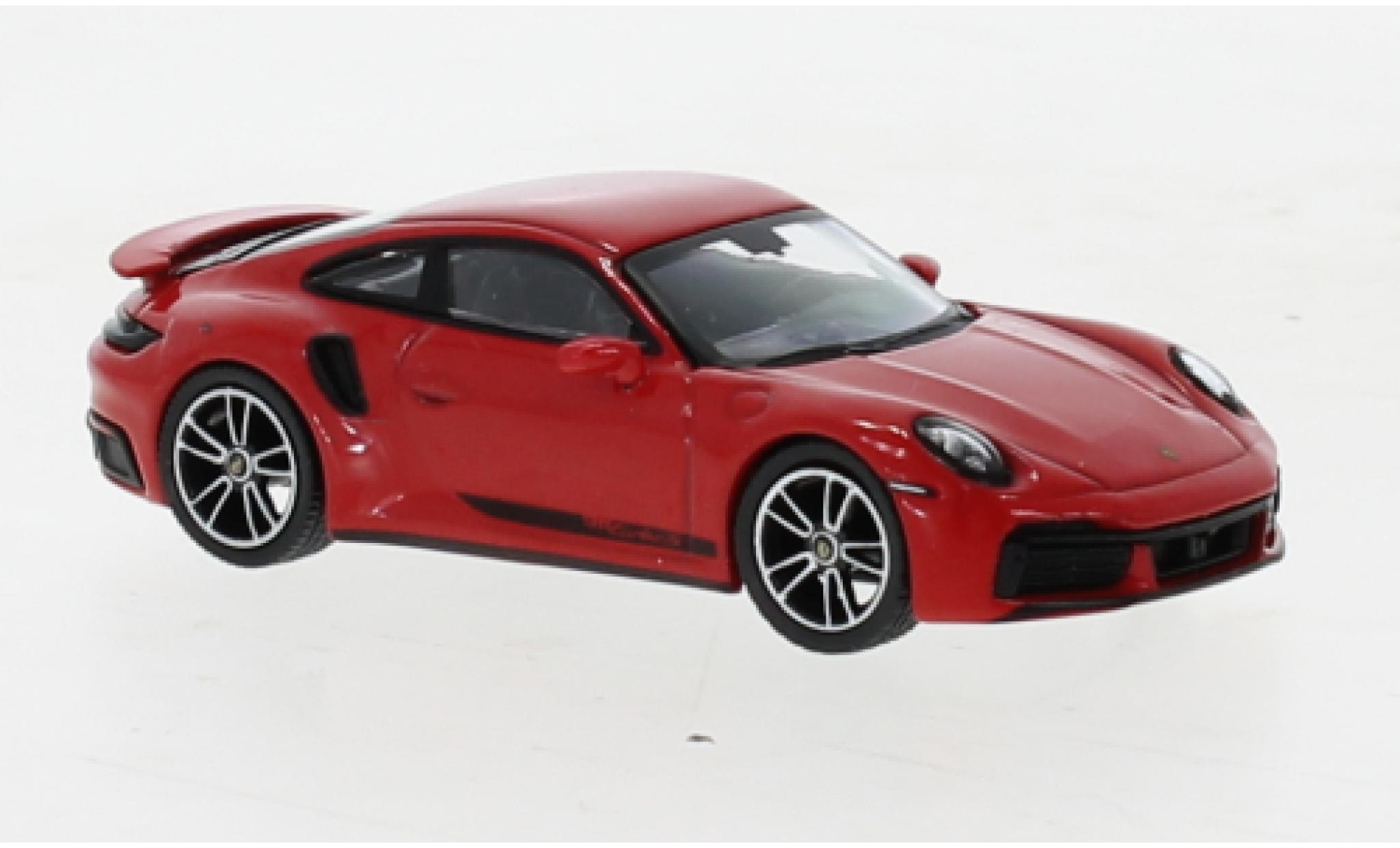 Porsche 992 Turbo s 1/64 Mini GT 911  Turbo S rood modelauto