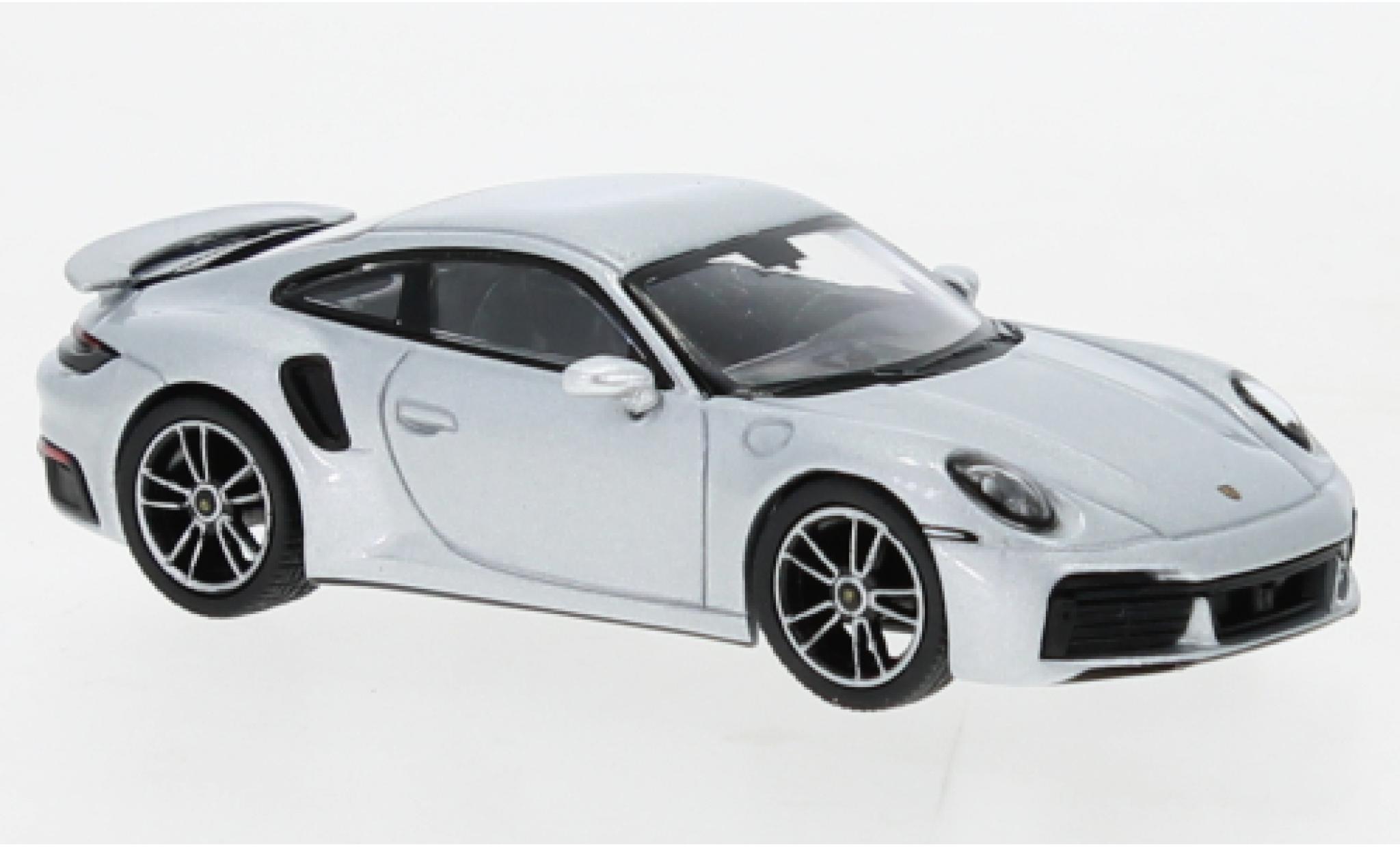 Porsche 911 1/64 Mini GT Turbo S grijs modelauto