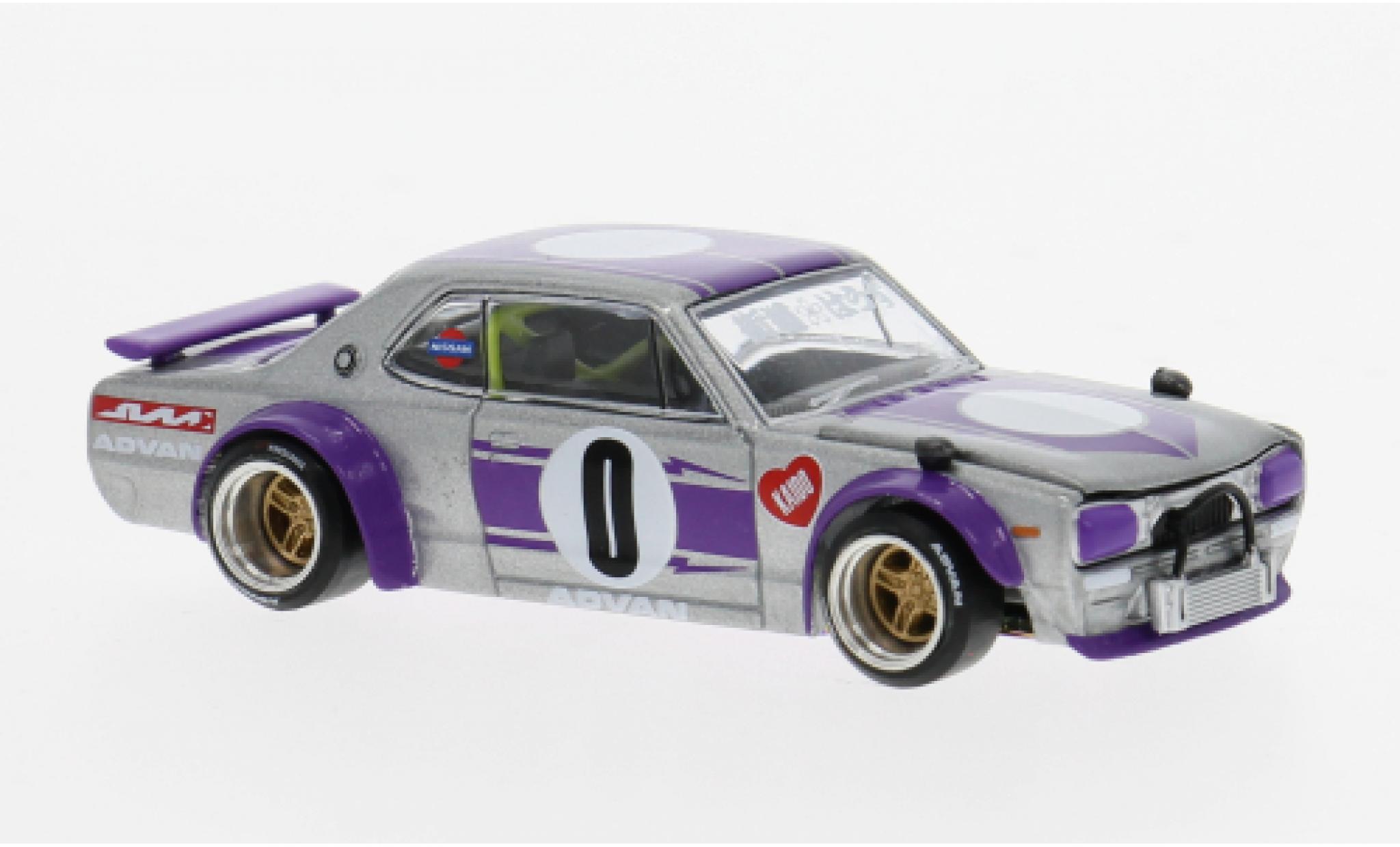 Nissan Skyline 1/64 Mini GT 2000 GT-R (KPGC10) paars/grijs 1969 1:64 modelauto