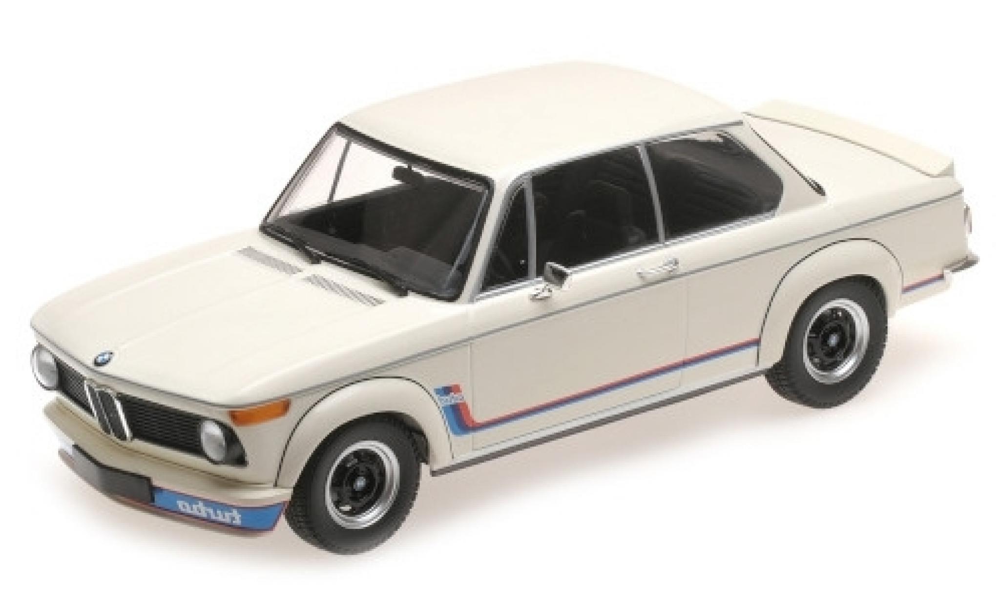 Bmw 2002 1/18 Minichamps Turbo wit/Dekor 1973 modelauto