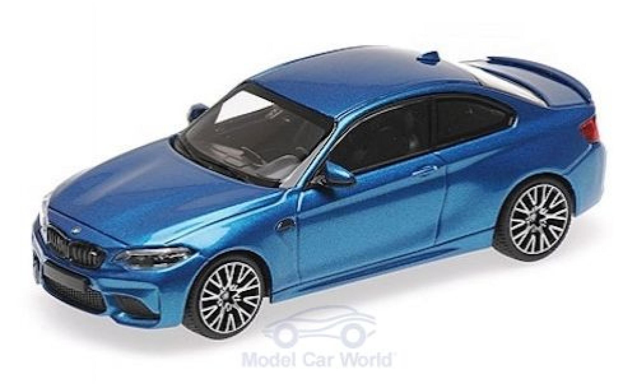Bmw M2 1/43 Minichamps Competition metallic blauw 2019 modelauto