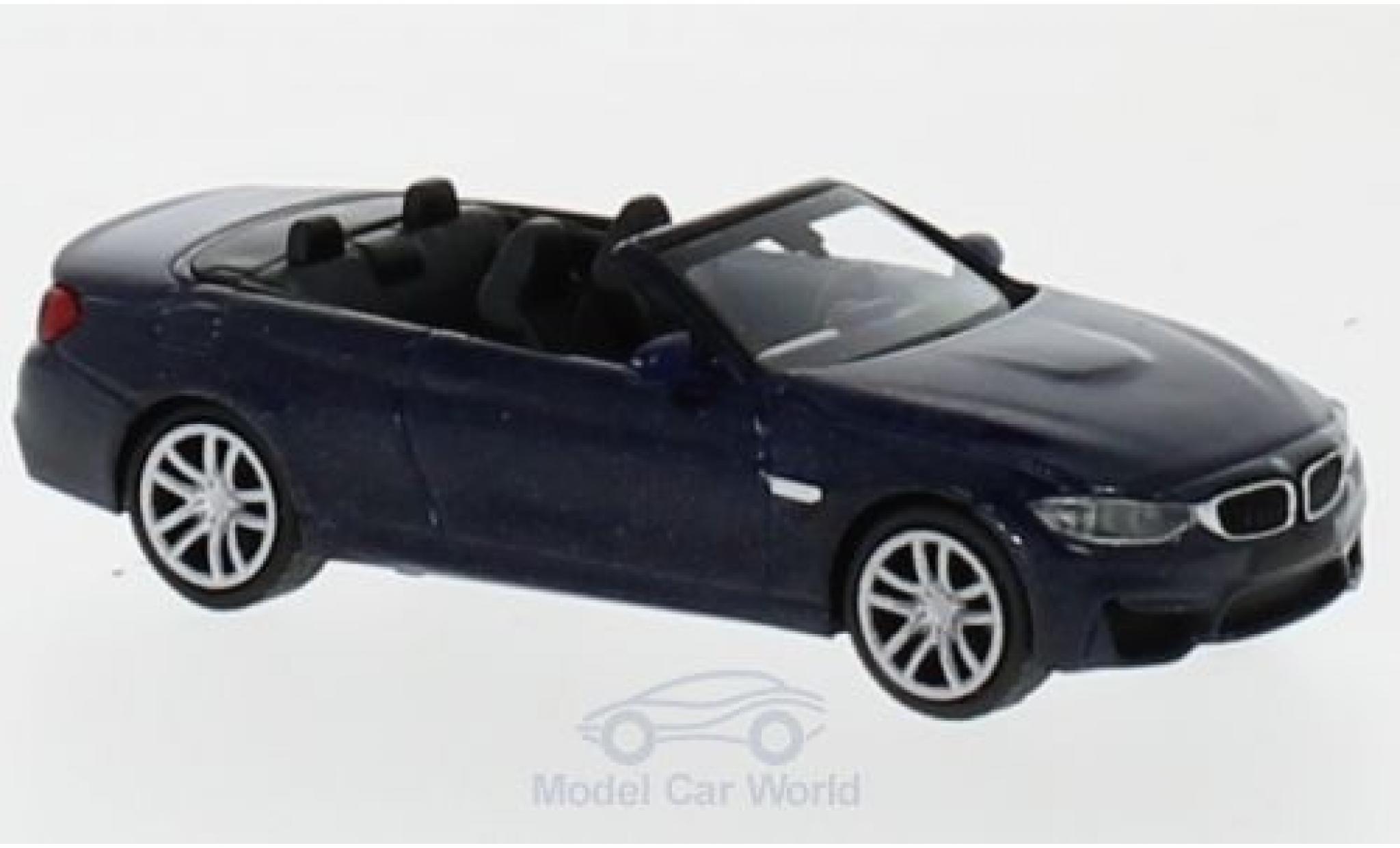 Bmw M4 1/87 Minichamps Cabrio metallic blauw 2015 modelauto