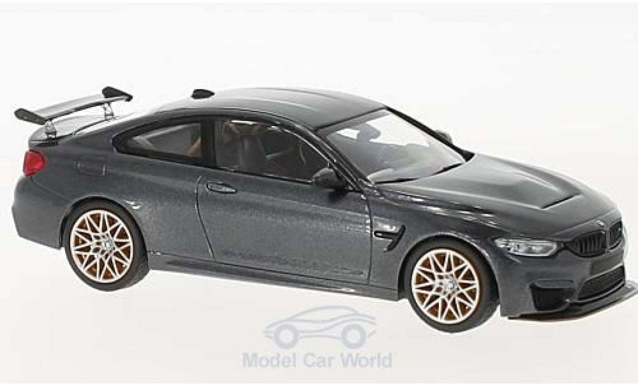 Bmw M4 1/43 Minichamps (F82) GTS metallic grijs 2016 mit oranjenen Felgen modelauto