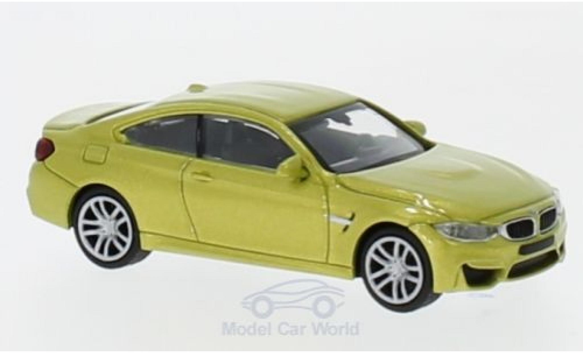 Bmw M4 1/87 Minichamps metallic geel 2015 modelauto