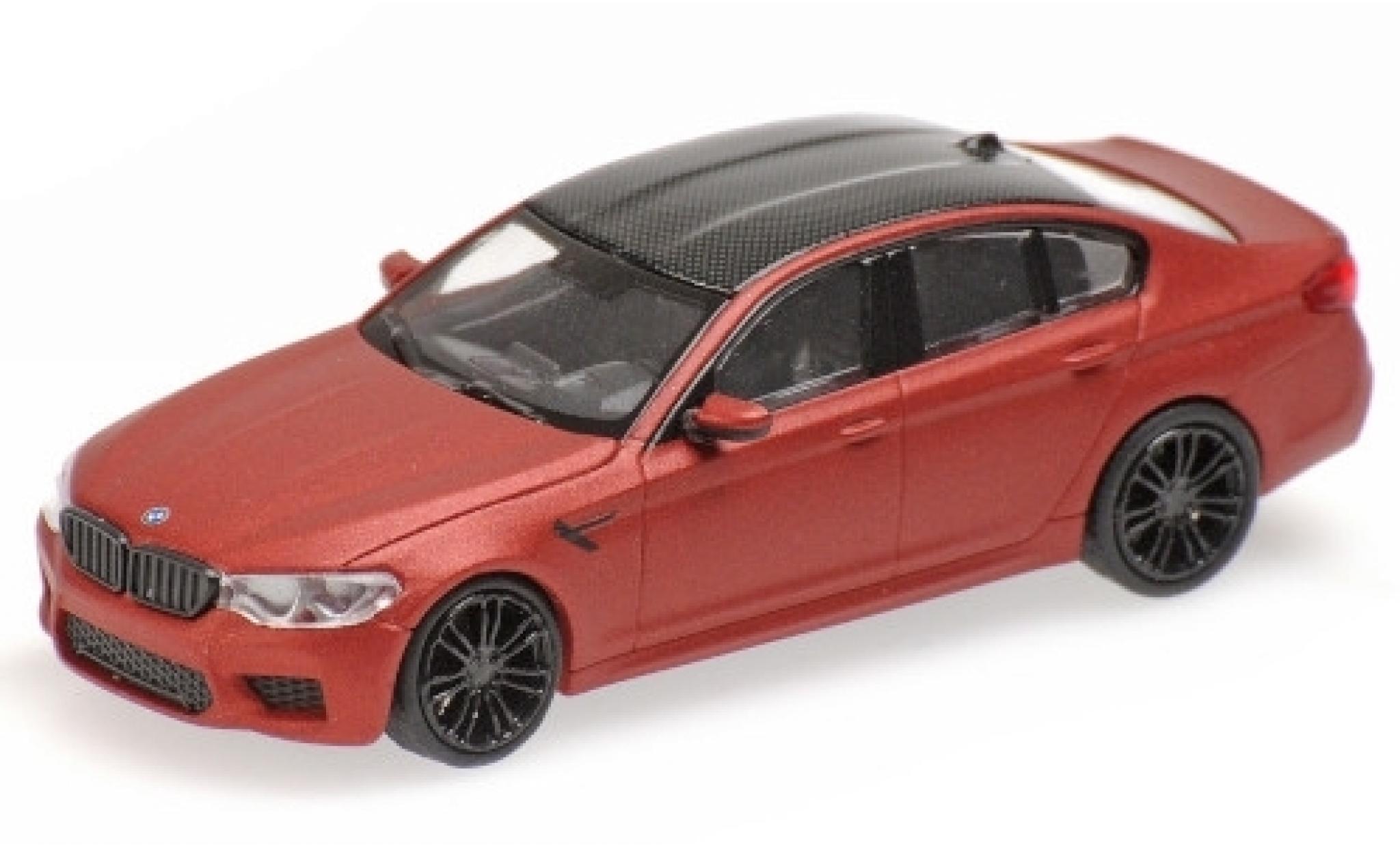Bmw M5 1/87 Minichamps (F90) matt-rood/carbon 2018 modelauto
