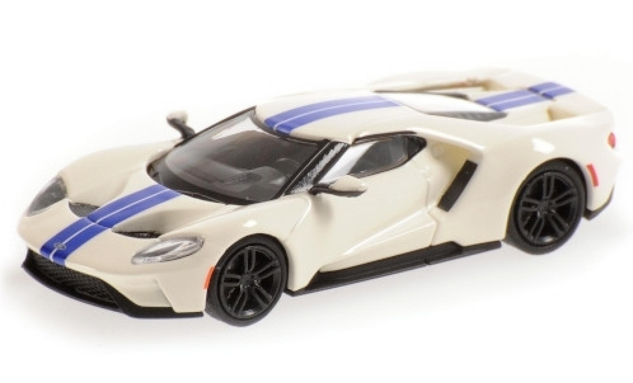 Ford GT 1/87 Minichamps wit/blauw 2018 modelauto