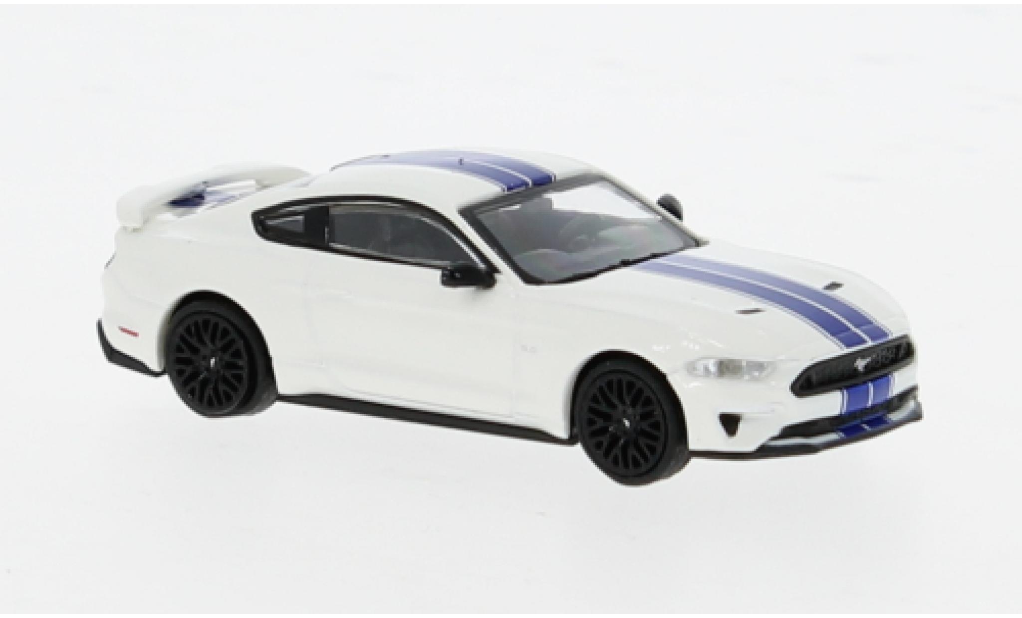 Ford Mustang 1/87 Minichamps GT wit/blauw 2018 1:87 modelauto