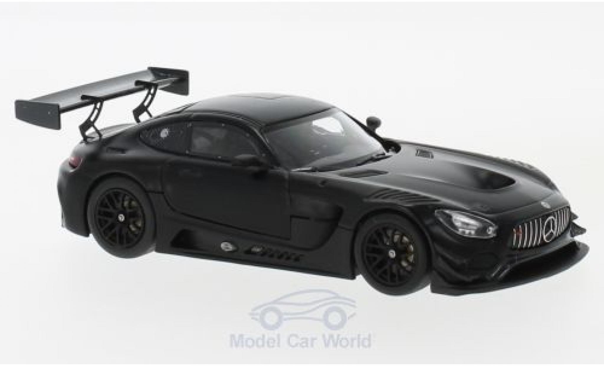 Mercedes AMG GT 1/43 Minichamps 3 matt-zwart 2017 Plain Body Version modelauto