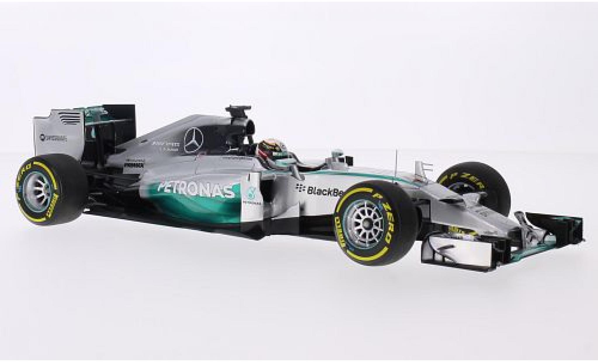 Mercedes F1 1/18 Minichamps W05 Hybrid No.44 AMG Petronas Team Petronas Formel 1 GP Abu Dhabi 2014 avec figurine de conducteur L.Hamilton modelauto