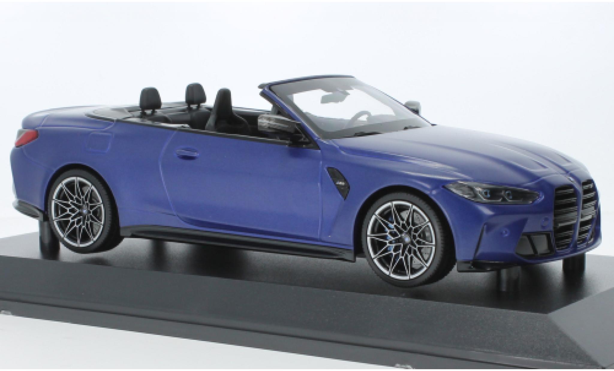 Bmw M4 1/18 Minichamps cabriolet blauw mat 2020 modelauto