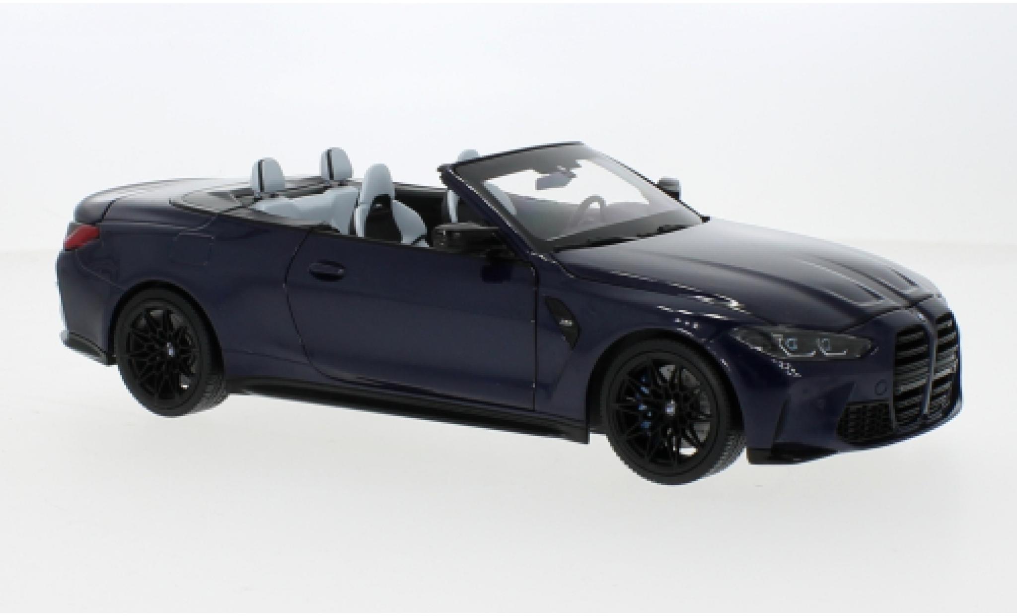 Bmw M4 1/18 Minichamps cabriolet metallic blauw fonc&eacute; 2020 modelauto