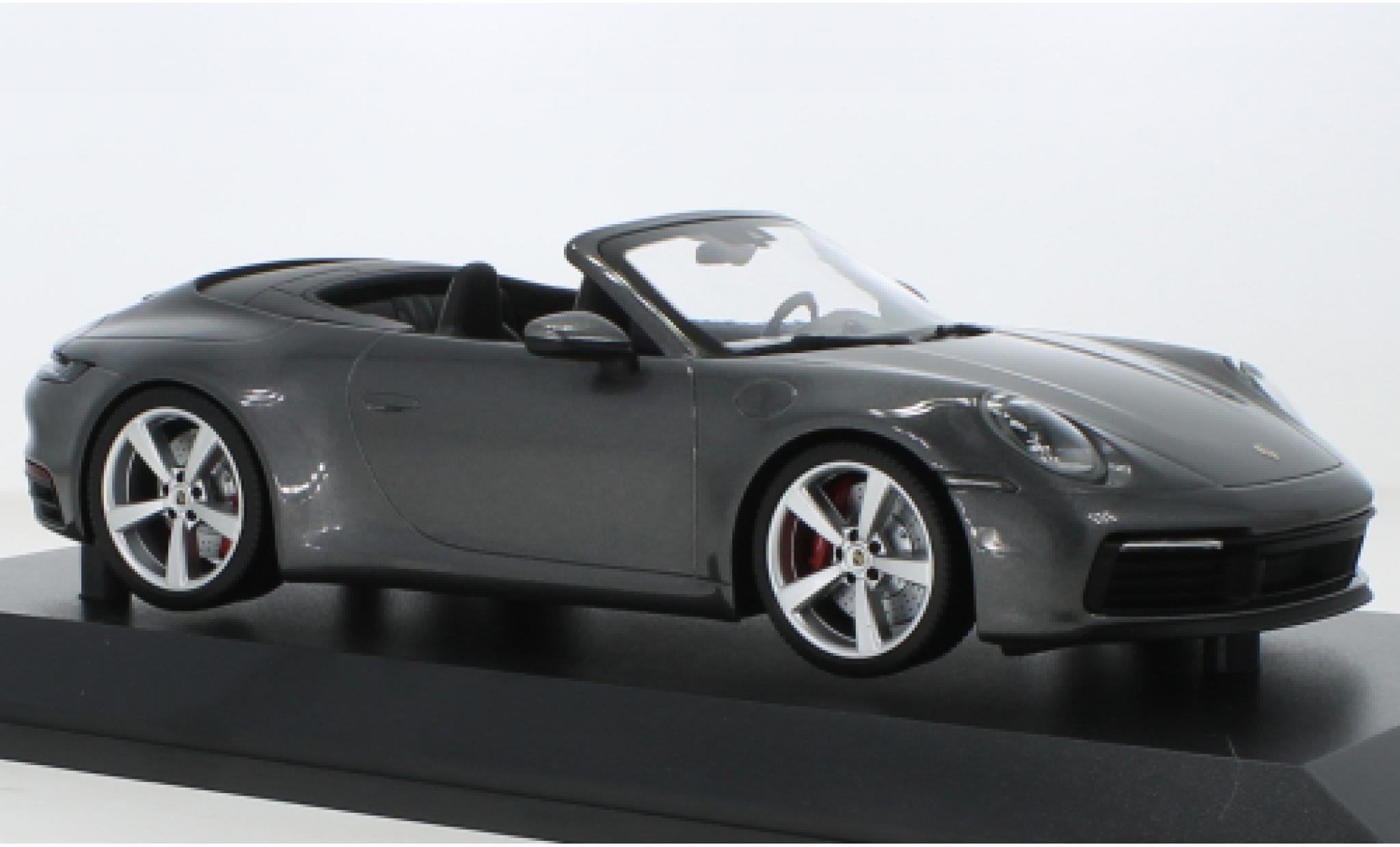 Porsche 992 4S 1/18 Minichamps 911  Carrera Cabriolet metallic grijs 2019 modelauto