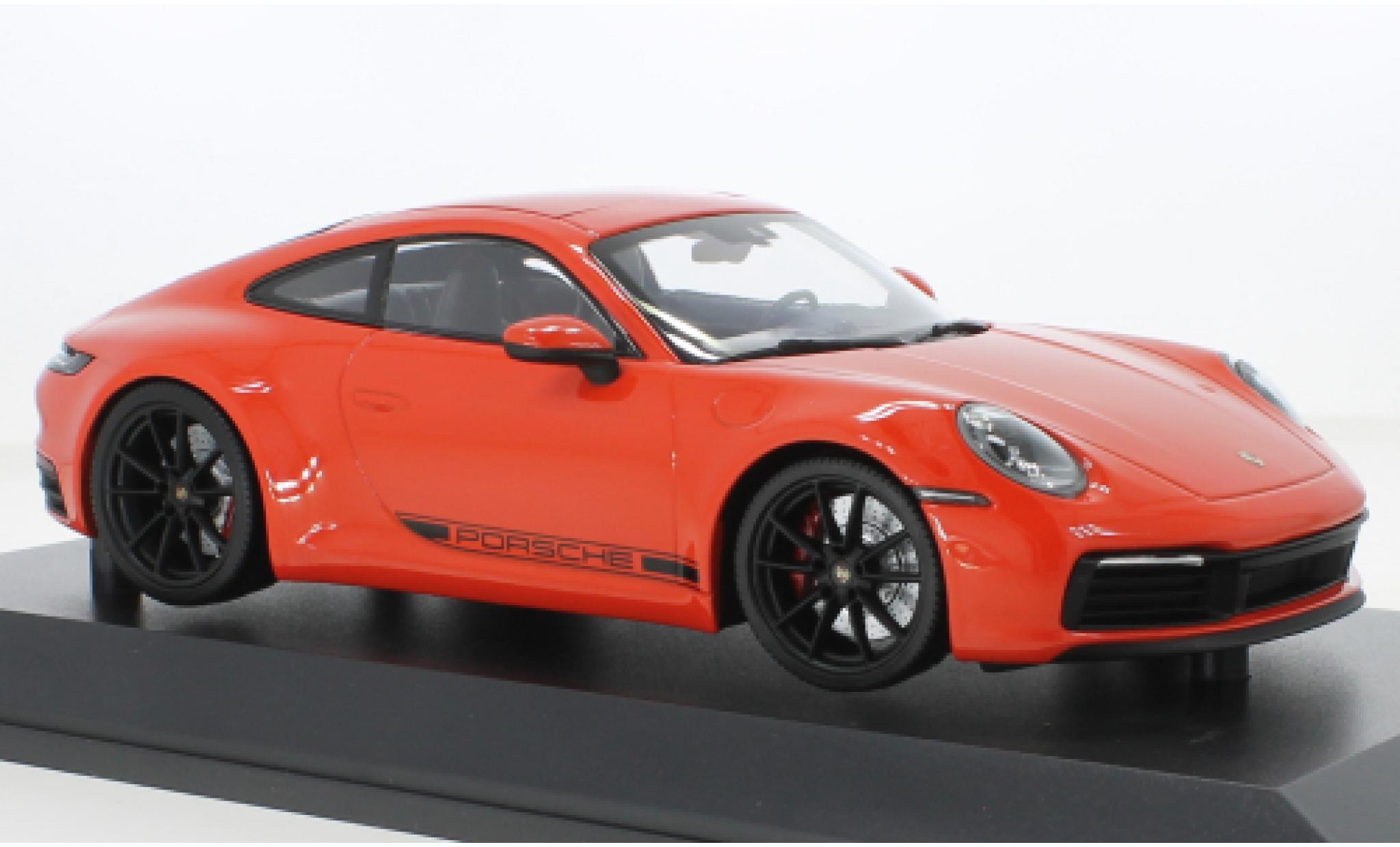 Porsche 992 4S 1/18 Minichamps 911  Carrera oranje 2019 modelauto