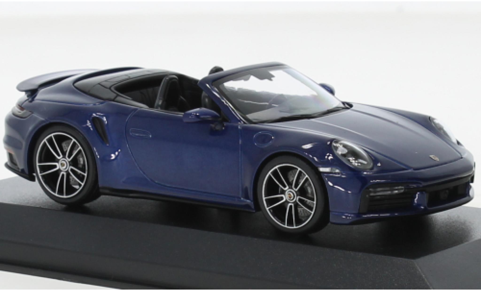 Porsche 992 Turbo s 1/43 Minichamps 911  Turbo S cabriolet metallic blauw fonc&eacute; 2020 modelauto