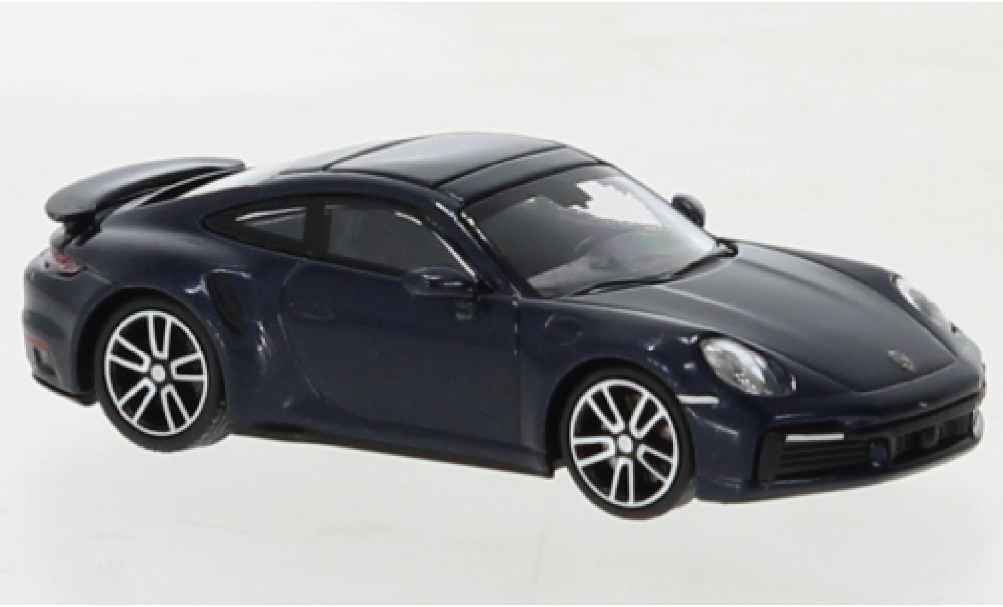 Porsche 992 Turbo s 1/87 Minichamps 911  Turbo S metallic blauw fonc&eacute; 2020 modelauto
