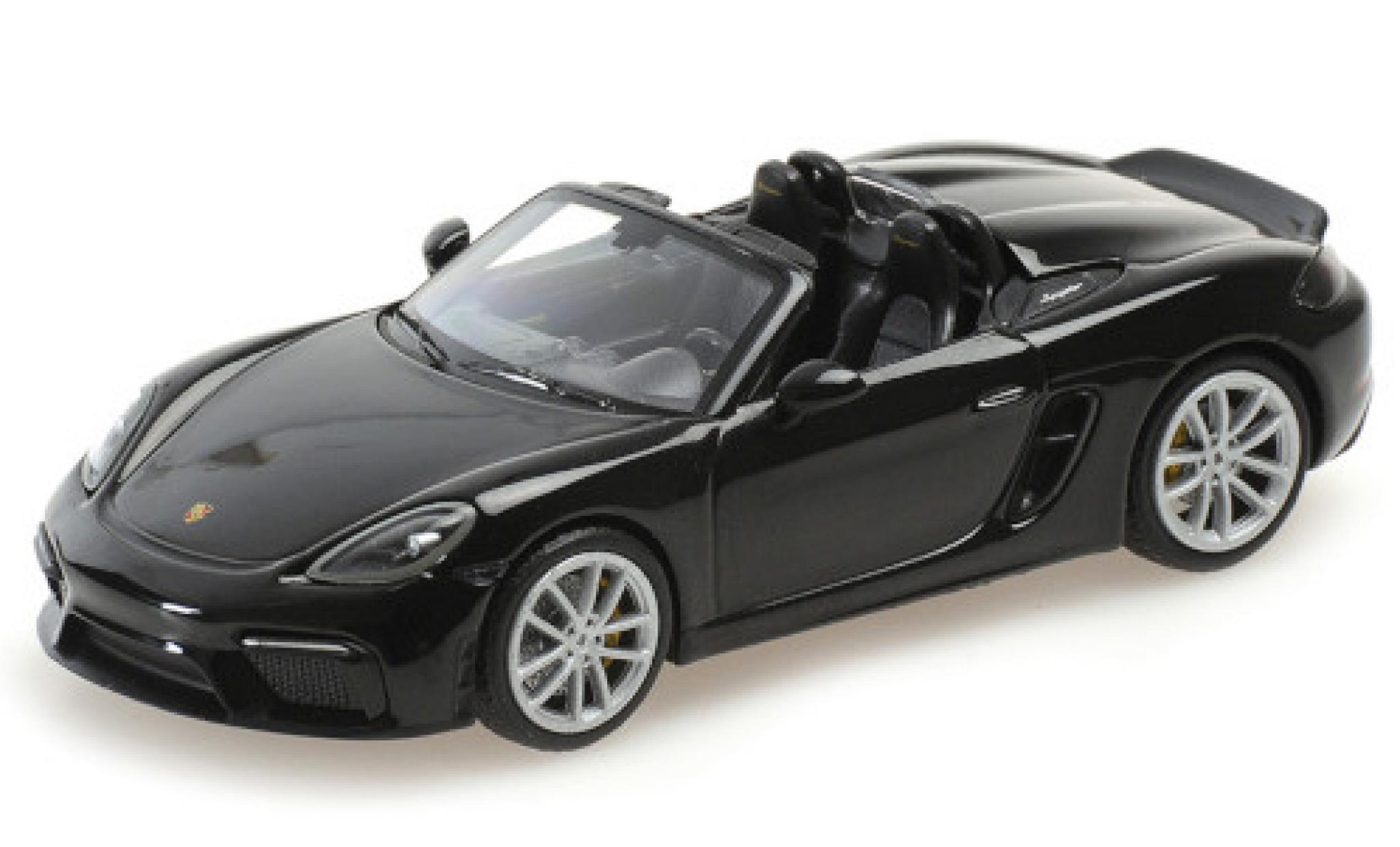 Porsche Boxster 1/43 Minichamps 718 Spyder (982) zwart 2020 Softtop couch&eacute; avec modelauto
