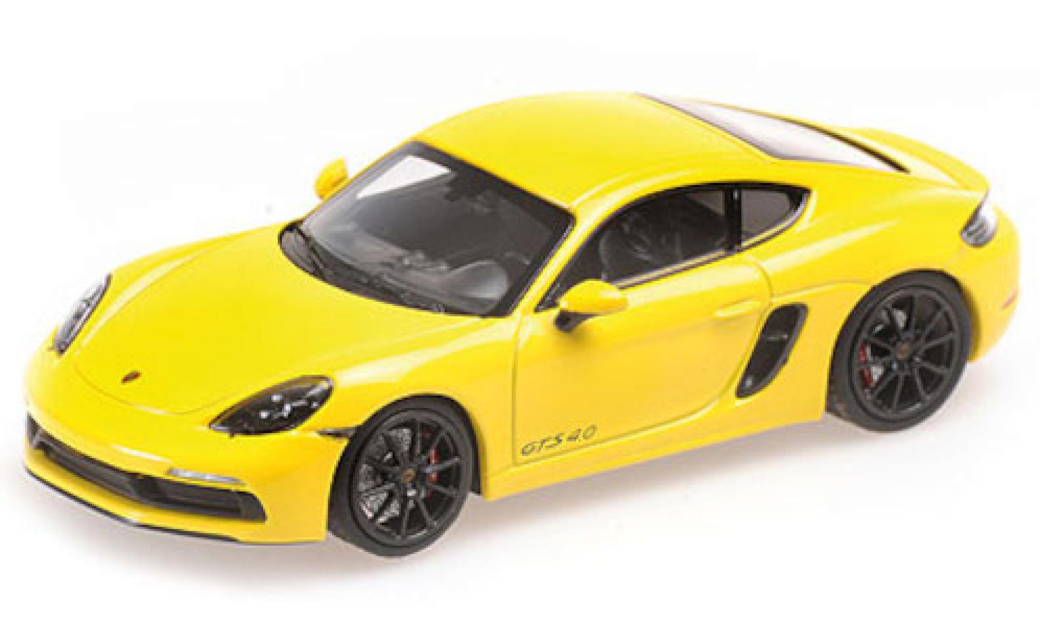 Porsche Cayman GTS 1/43 Minichamps 718 GTS (982) geel 2020 modelauto