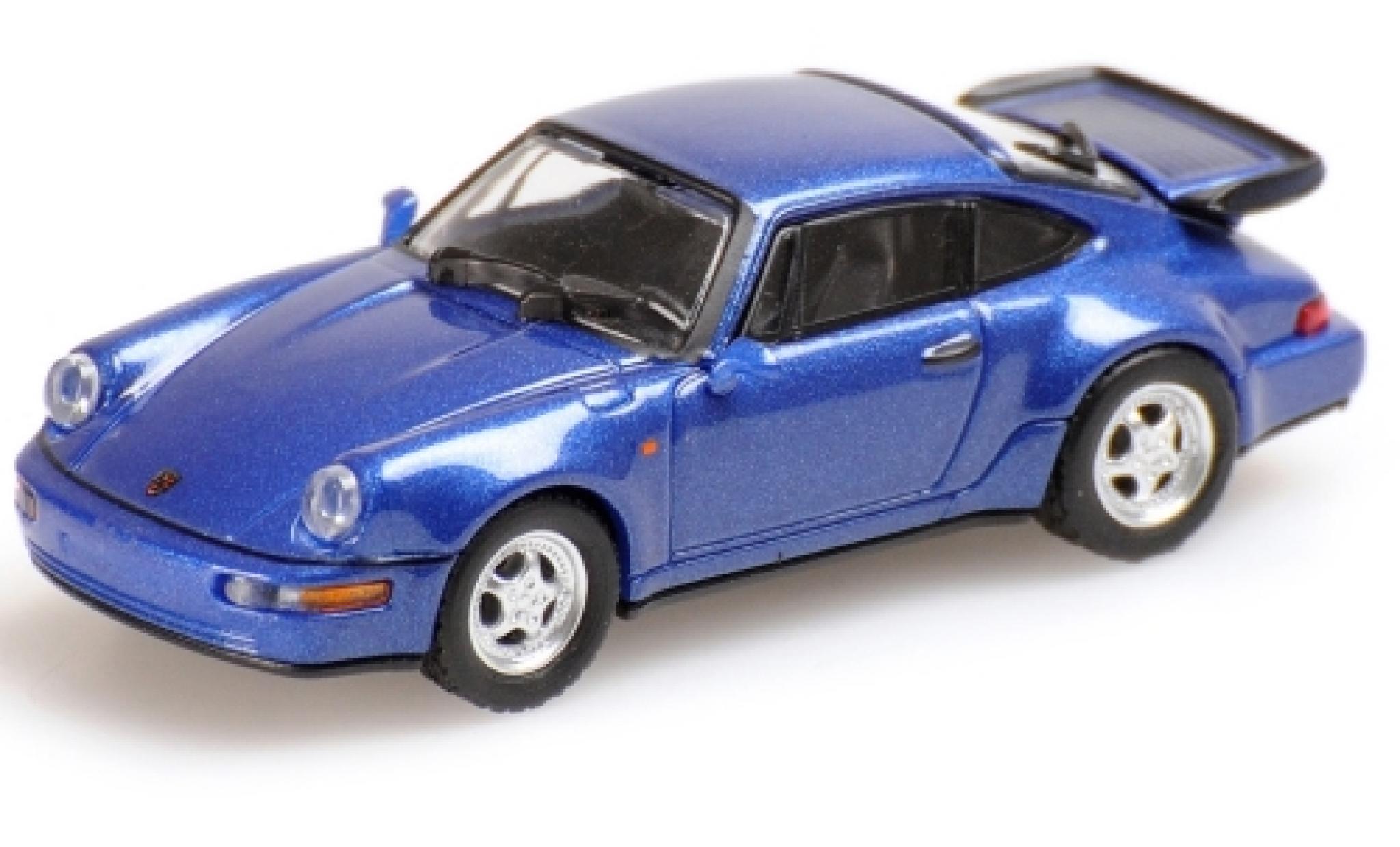 Porsche 964 Turbo 1/87 Minichamps 911  metallic blauw 1990 1:87 modelauto