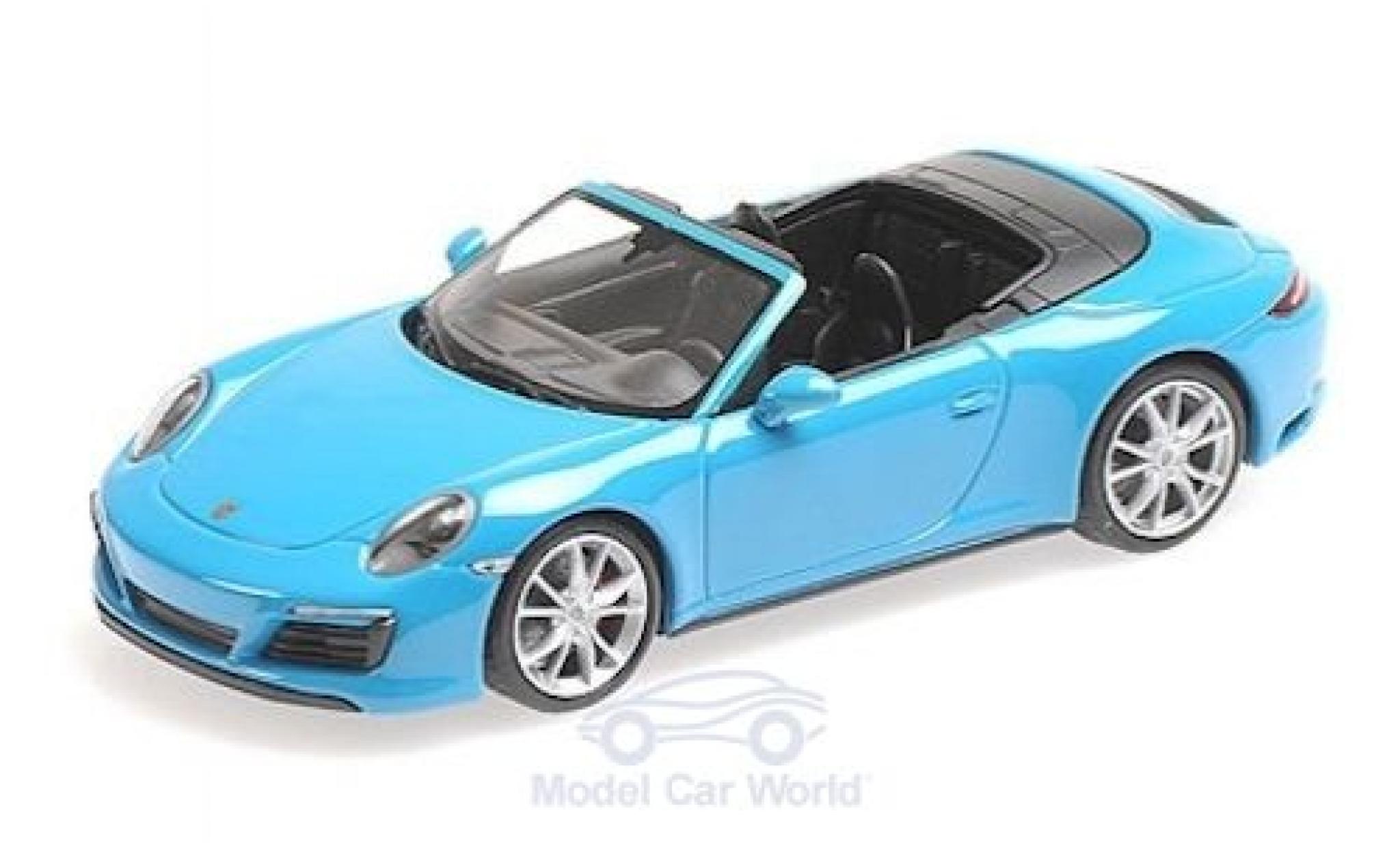 Porsche 991 1/43 Minichamps 911 (.2) Carrera 4 Cabriolet blauw 2016 modelauto