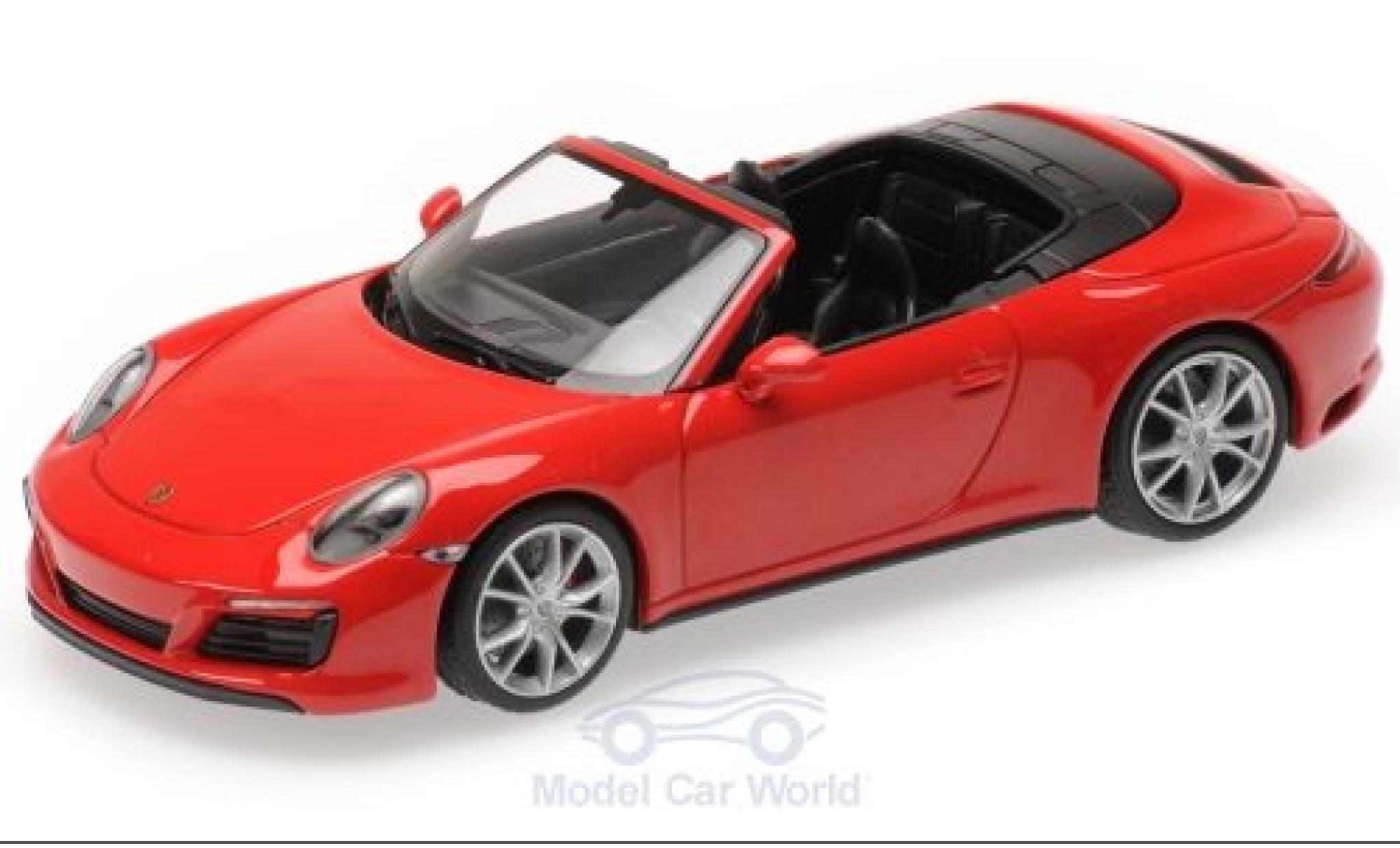 Porsche 991 4S 1/43 Minichamps 911 (.2) Carrera 4S Cabriolet rood 2016 modelauto
