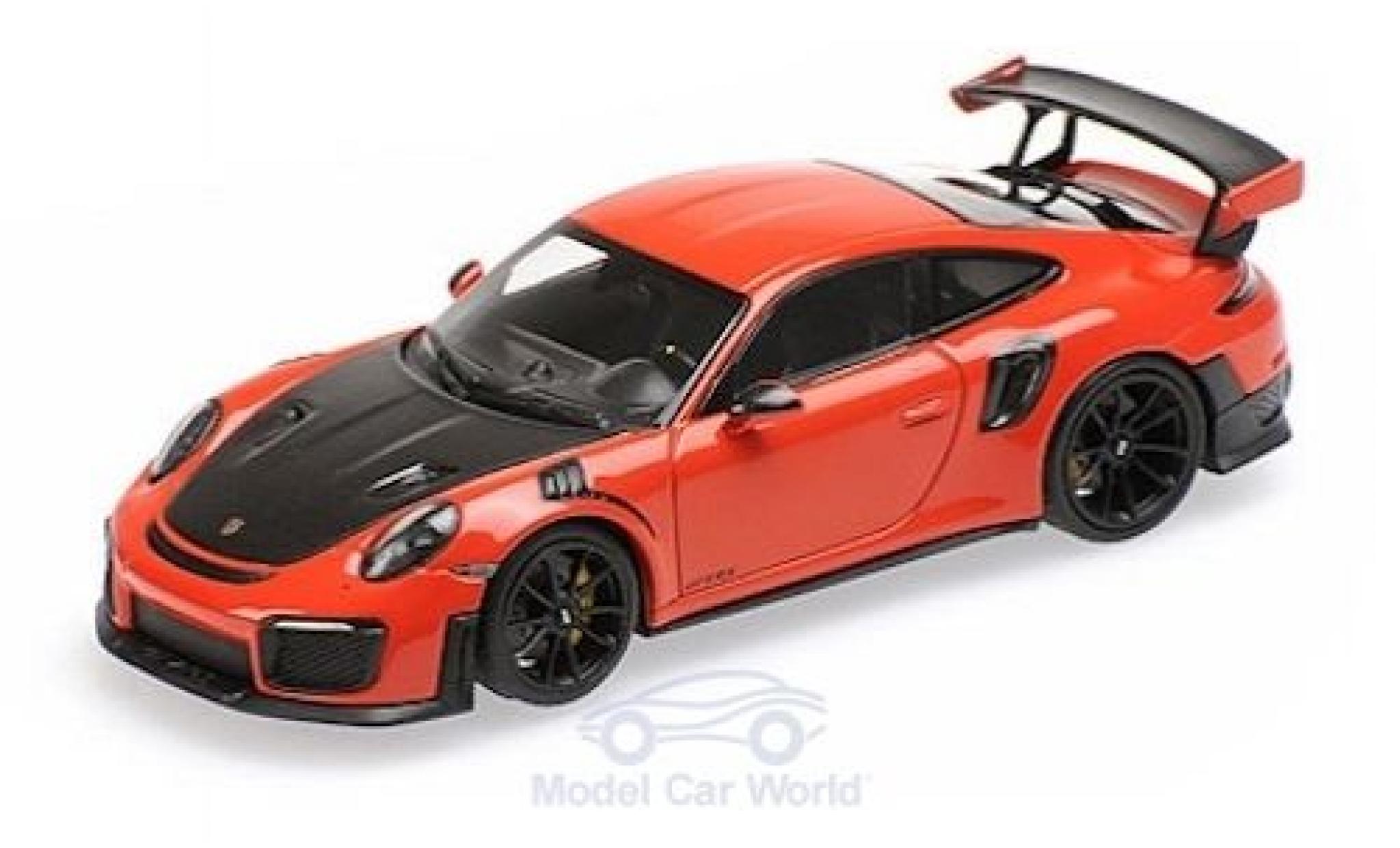 Porsche 991 GT2 RS 1/43 Minichamps 911 (.2) GT2 RS oranje/zwart 2018 modelauto