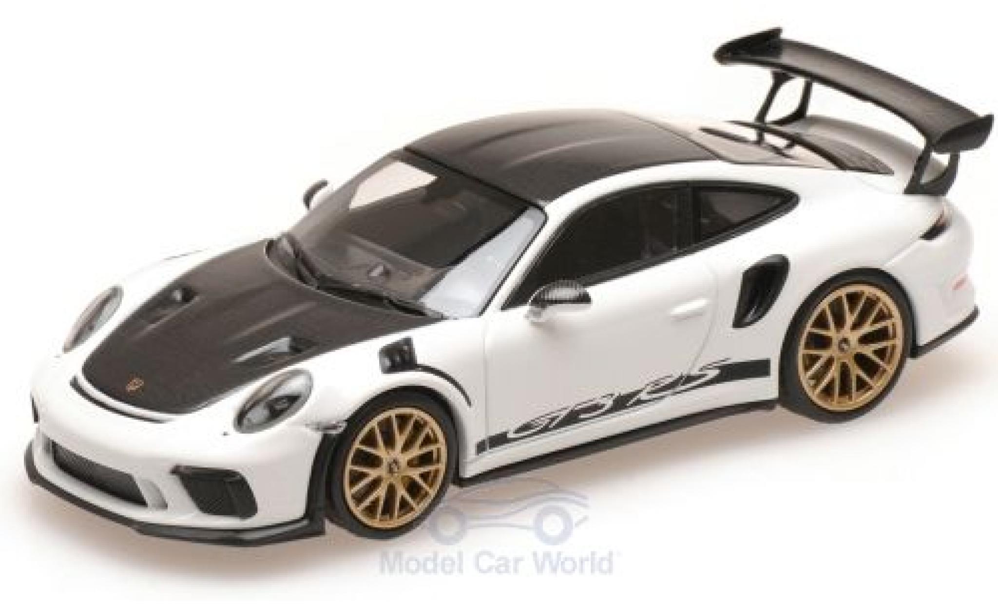 Porsche 991 GT3 RS 1/43 Minichamps 911 (.2) GT3 RS wit/carbon 2018 mit Weissach Paket modelauto