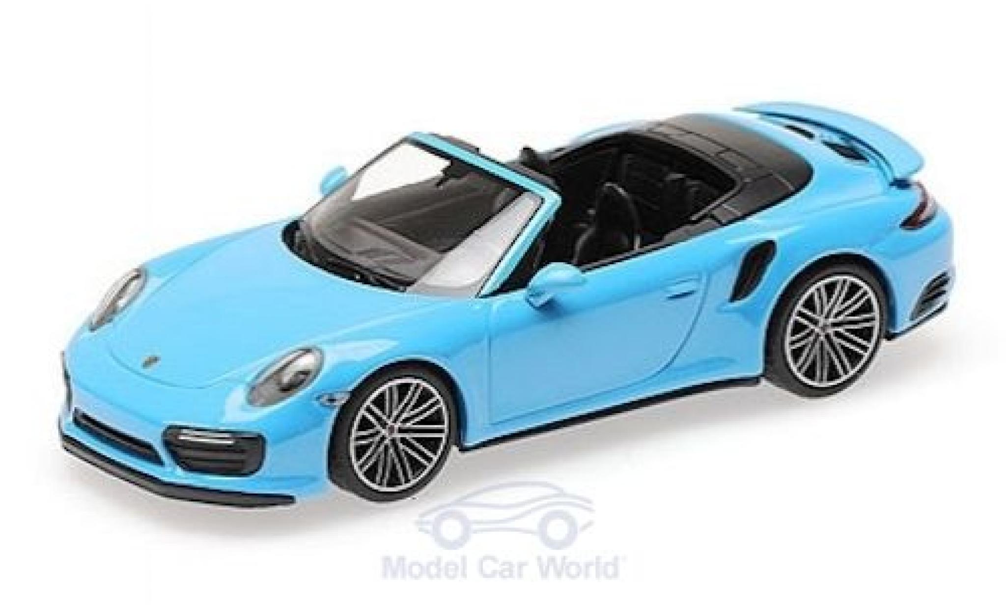 Porsche 991 Turbo S 1/43 Minichamps 911 (.2) Turbo S Cabriolet blauw 2016 modelauto