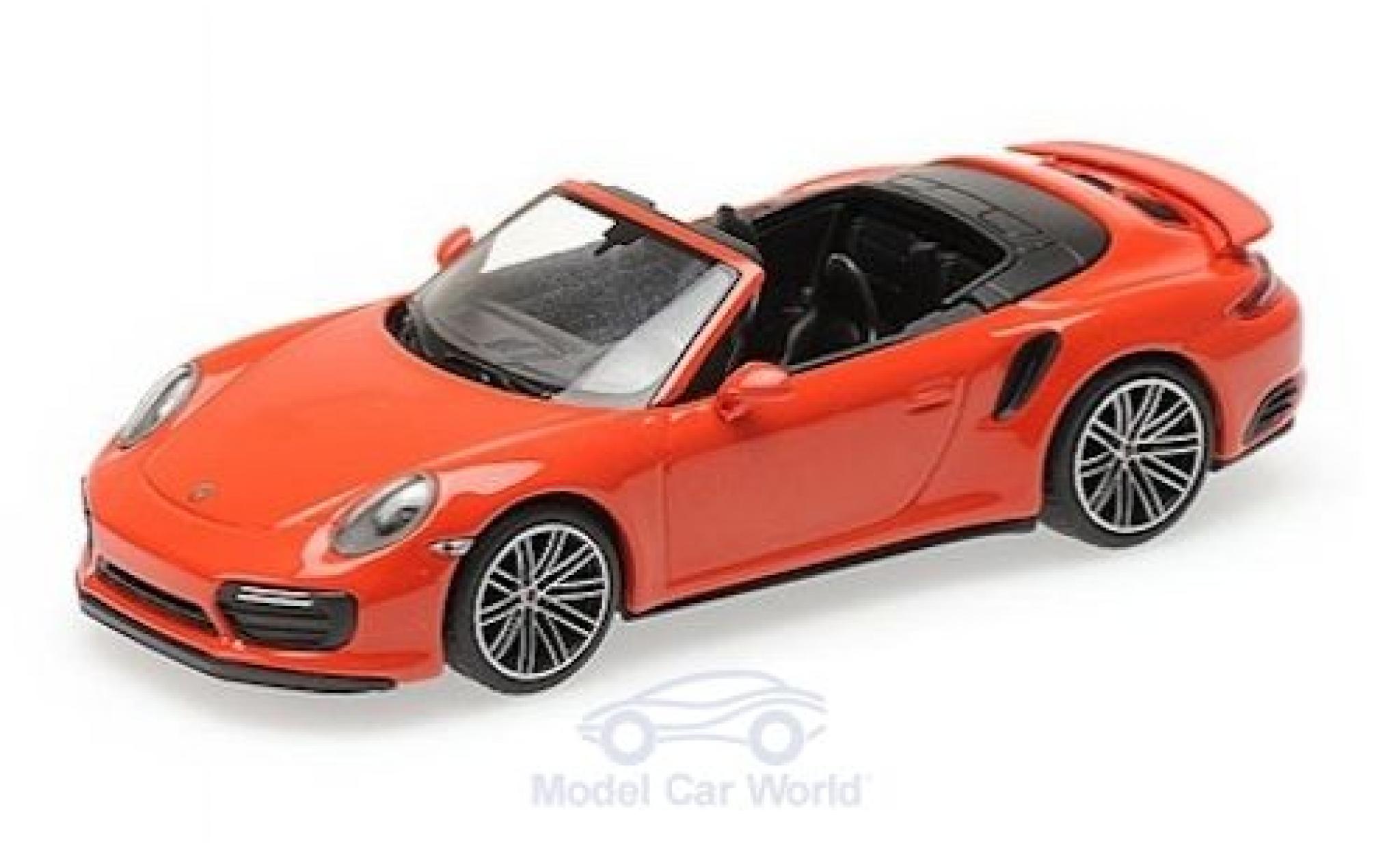 Porsche 991 Turbo S 1/43 Minichamps 911 (.2) Turbo S Cabriolet oranje 2016 modelauto