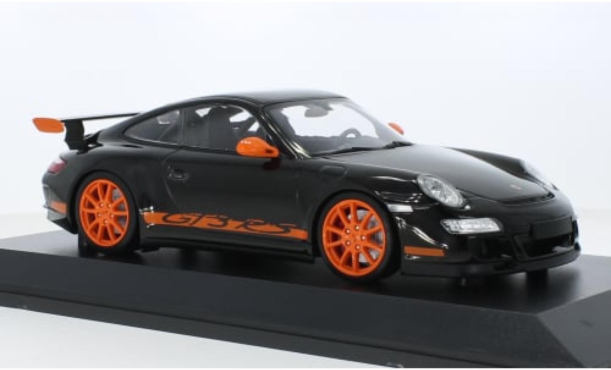 Porsche 997 GT3 RS 1/18 Minichamps 911  zwart/oranje 2007 1:18 modelauto