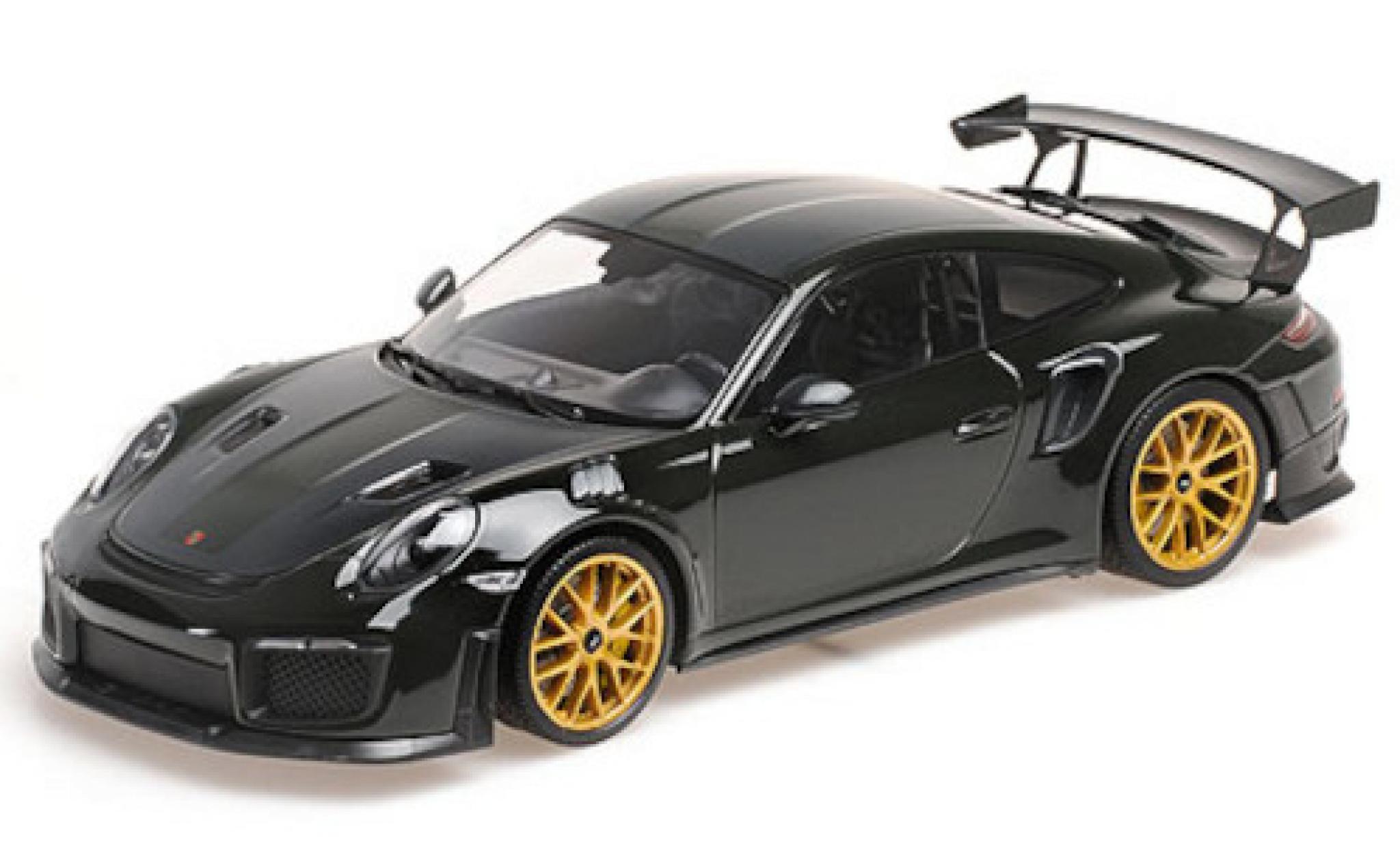 Porsche 991 GT2 RS 1/18 Minichamps 911 GT2 RS (.2) groen/carbon 2018 avec Weissach Paket et dor&eacute; Magnesium jantes modelauto