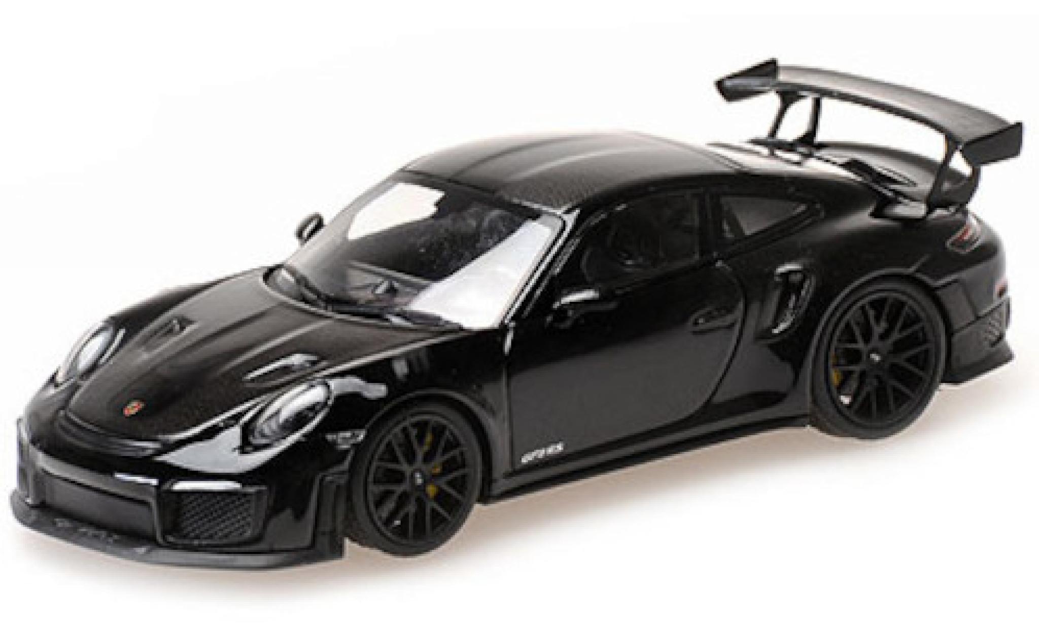 Porsche 991 GT2 RS 1/43 Minichamps 911 GT2 RS (.2) zwart/carbon 2018 Weissachpaket avec zwart jantes modelauto