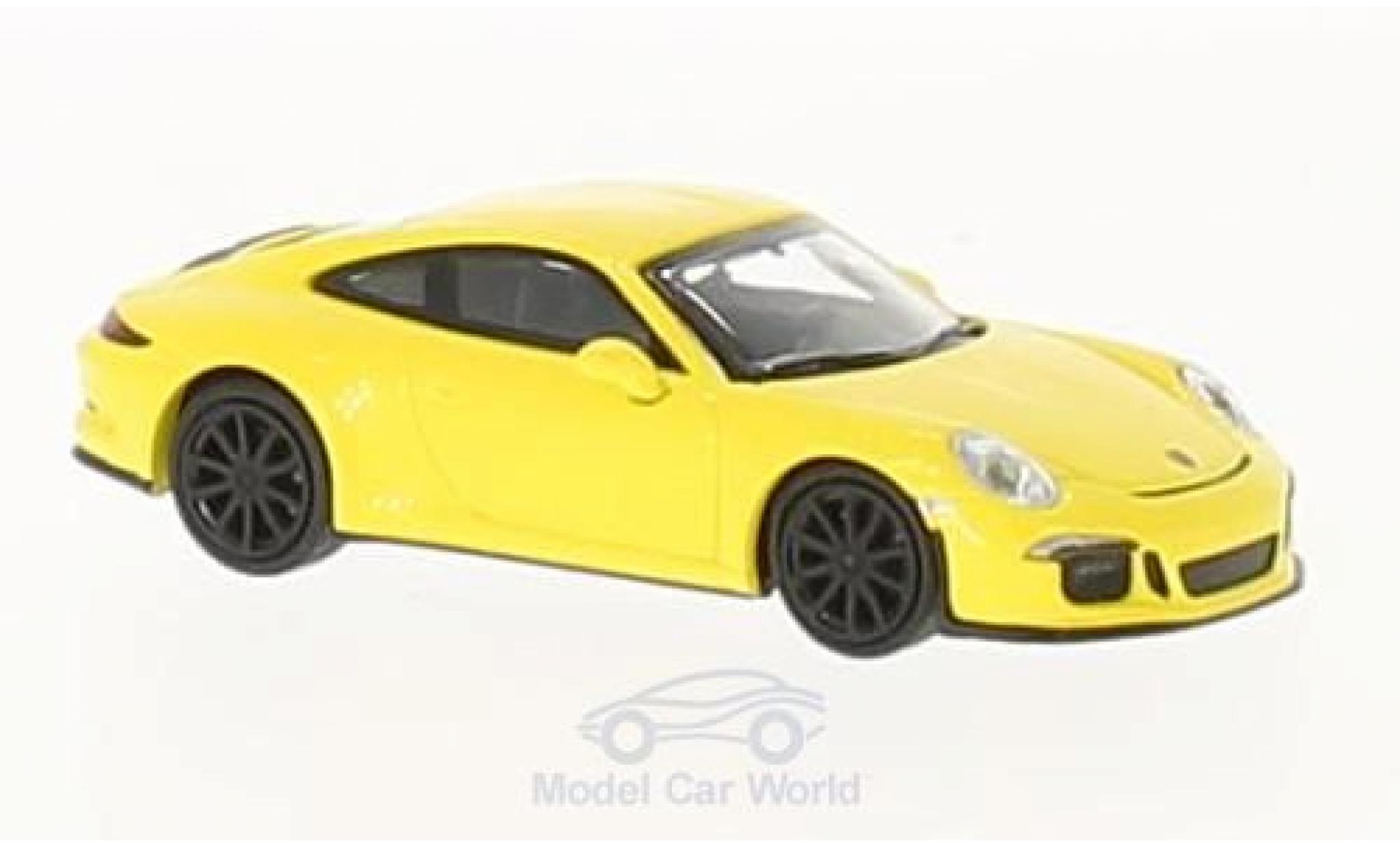 Porsche 991 R 1/87 Minichamps 911 R geel 2016 mit zwarten Felgen modelauto