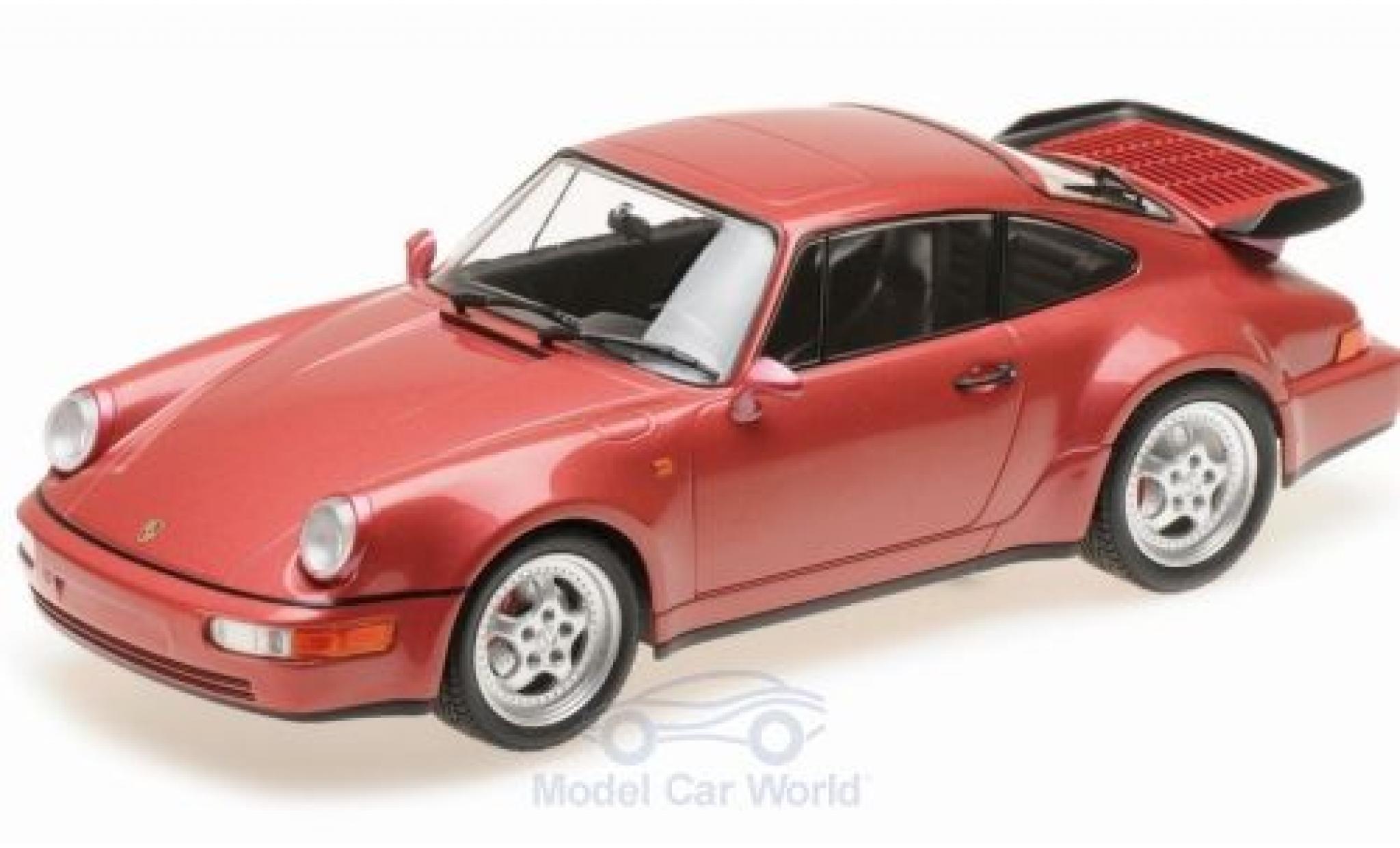 Porsche 964 Turbo 1/18 Minichamps 911 Turbo () metallic rood 1990 modelauto