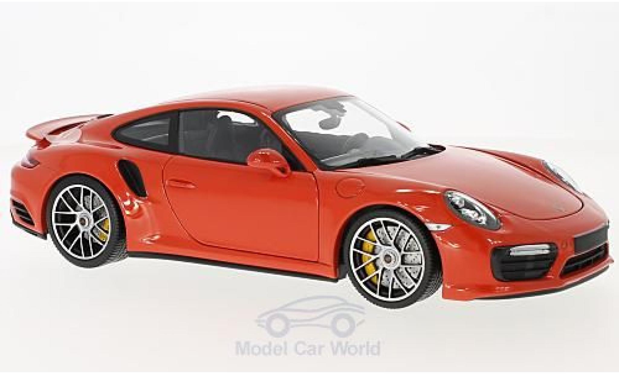 Porsche 991 Turbo S 1/18 Minichamps 911 Turbo S oranje 2016 modelauto