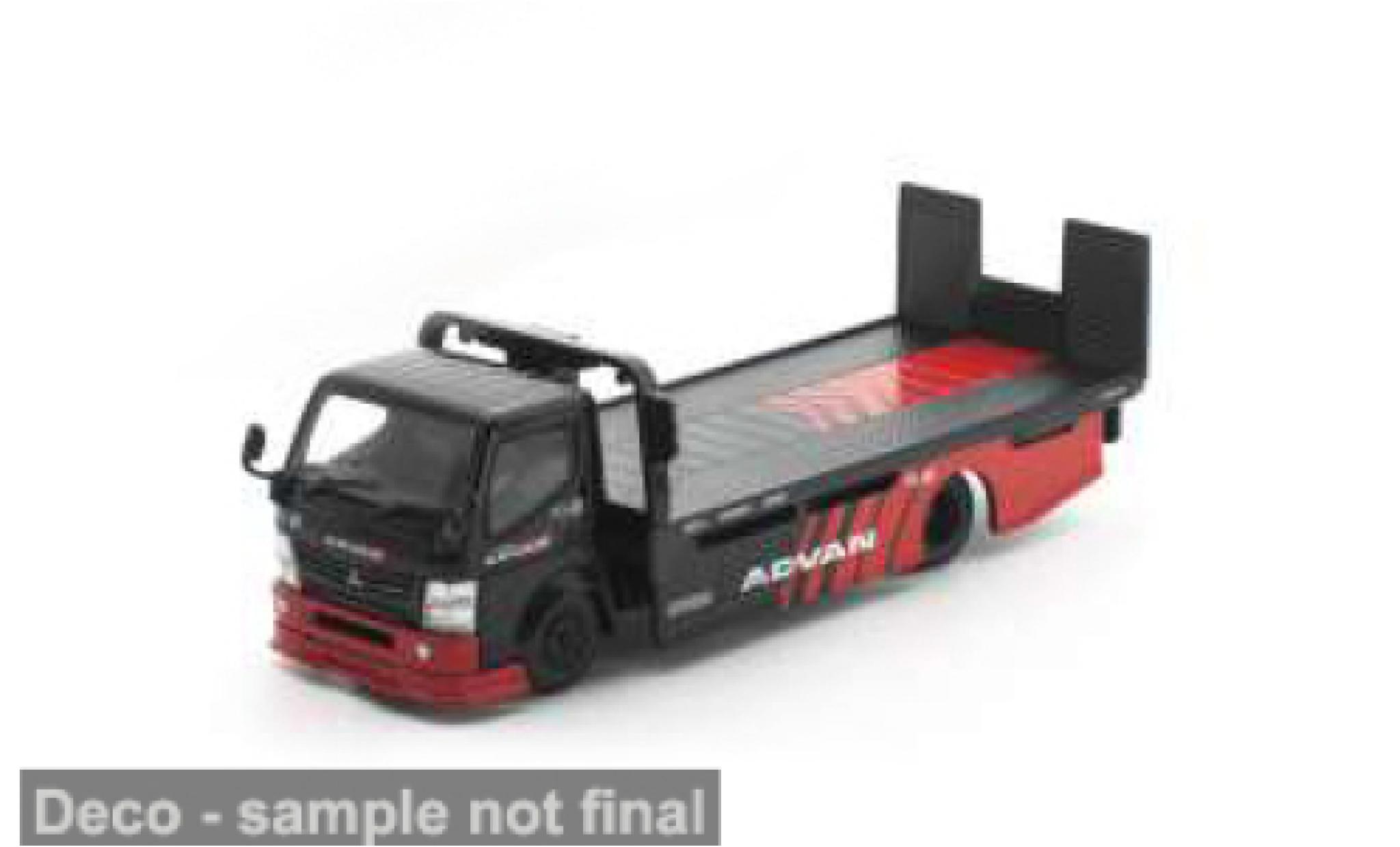 Mitsubishi Fuso 1/64 Pop Race 300 Flatbad zwart/rood Advan 1:64 modelauto