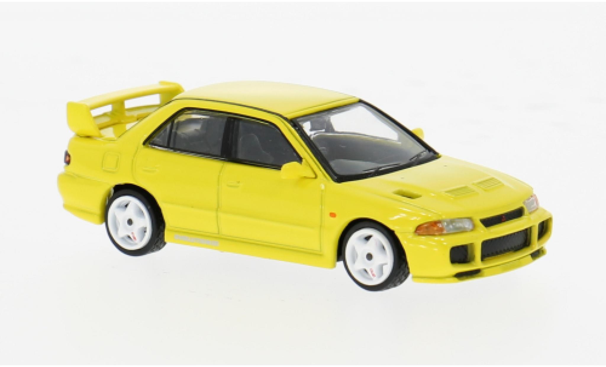 Mitsubishi Lancer 1/64 Tarmac Works GSR Evo geel 1:64 modelauto