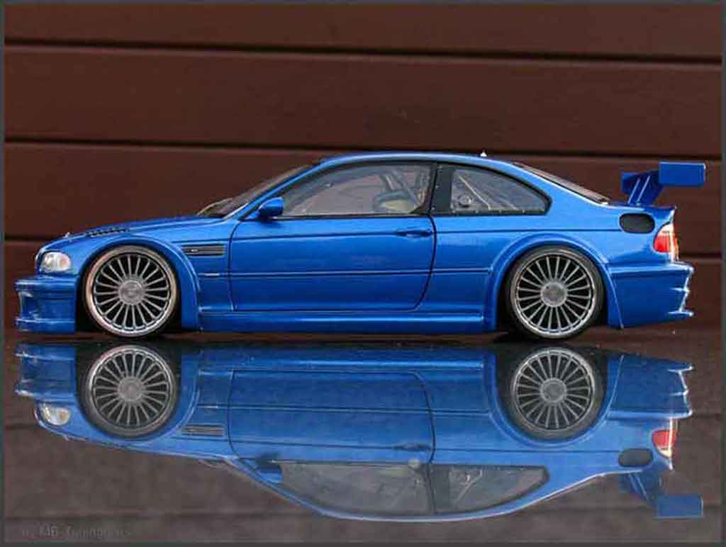 Bmw M3 coupe GTR E46 blauw jantes 20 pouces 1/18 Minichamps