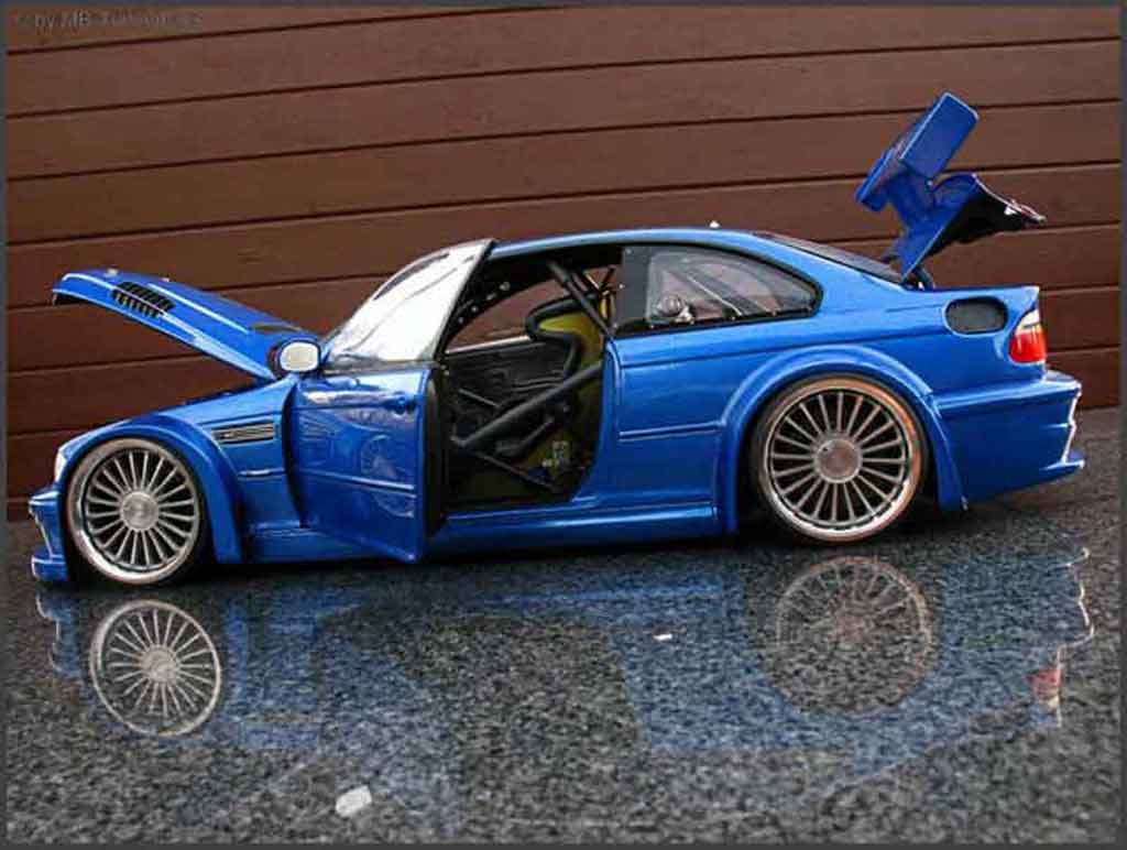 Bmw M3 coupe GTR E46 blauw jantes 20 pouces 1/18 Minichamps