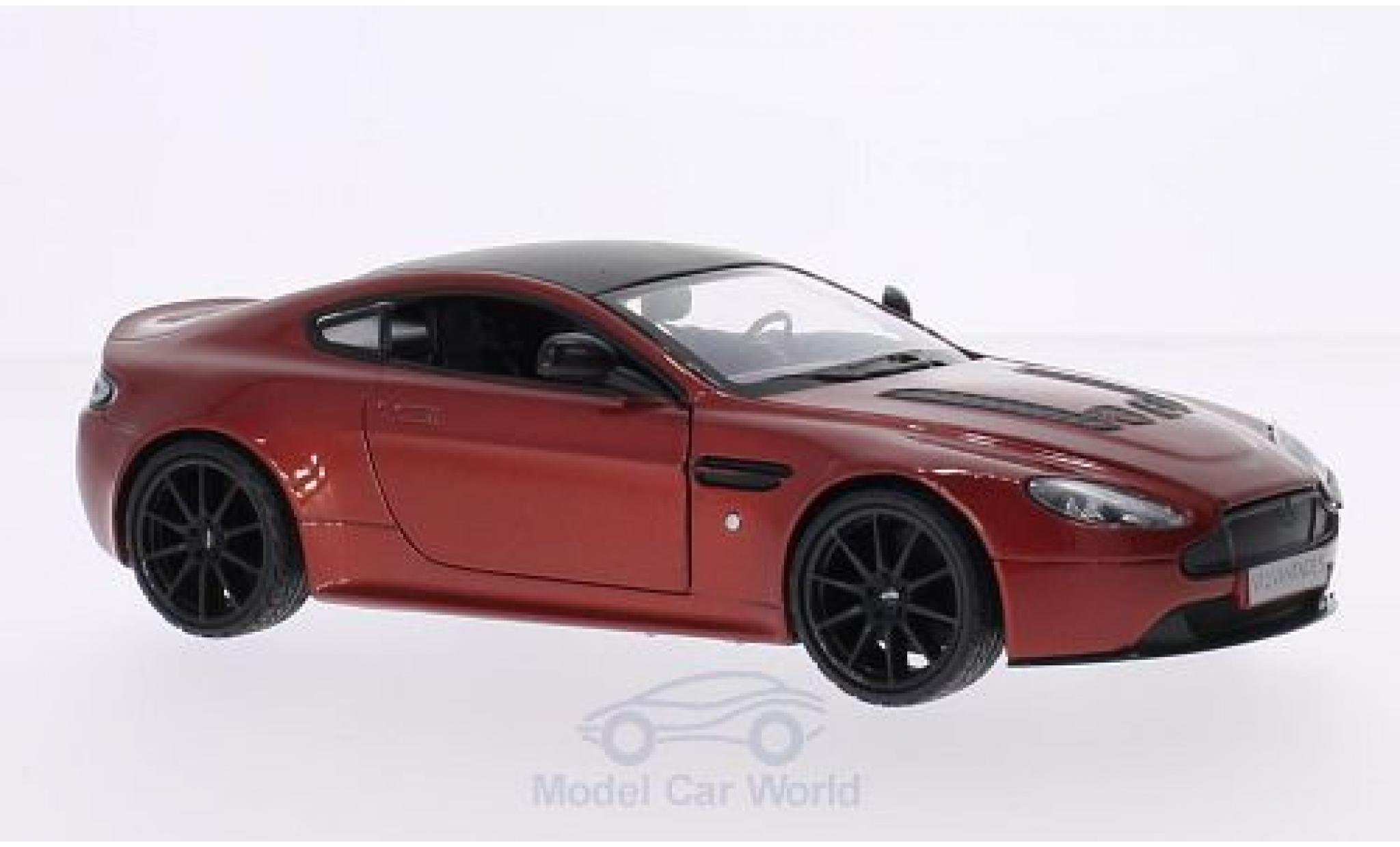 Aston Martin V12 Vantage 1/24 Motormax Vantage S metallic rood/zwart modelauto