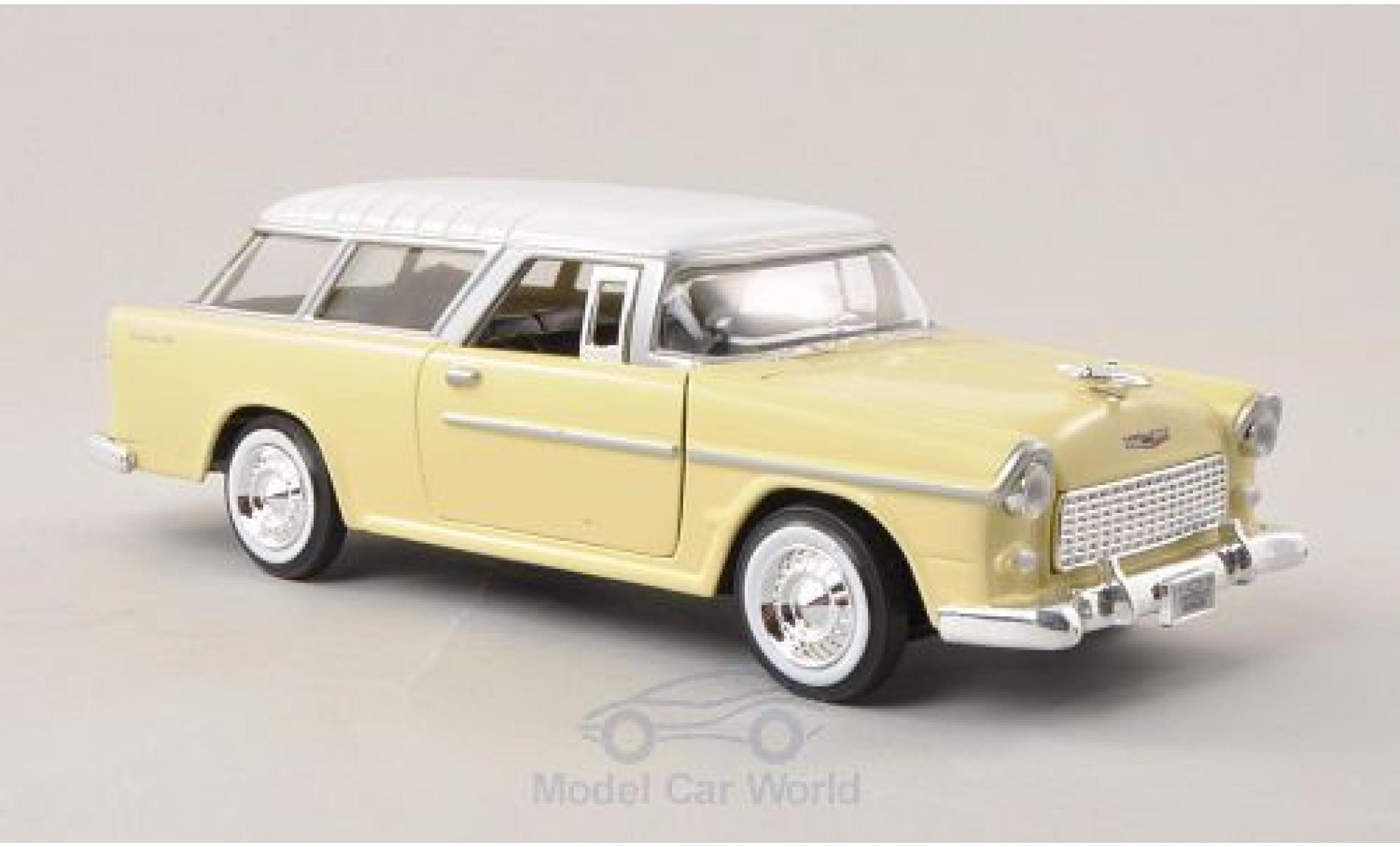 Chevrolet Bel Air 1/24 Motormax Nomad geel/wit 1955 modelauto