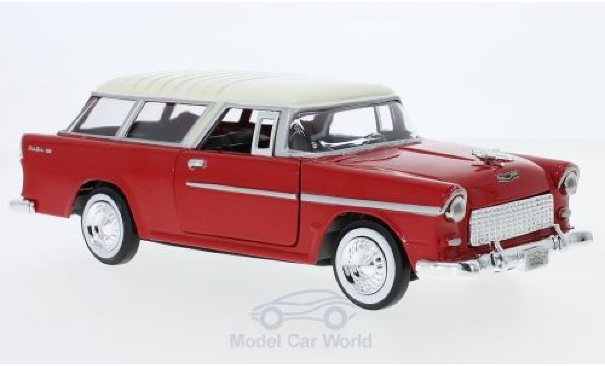 Chevrolet Bel Air 1/24 Motormax Nomad rood/beige 1955 modelauto