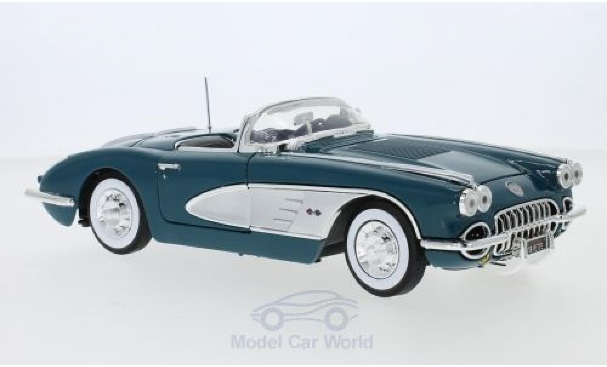 Chevrolet Corvette 1/18 Motormax C1 t&uuml;rkis/grijs 1958 modelauto