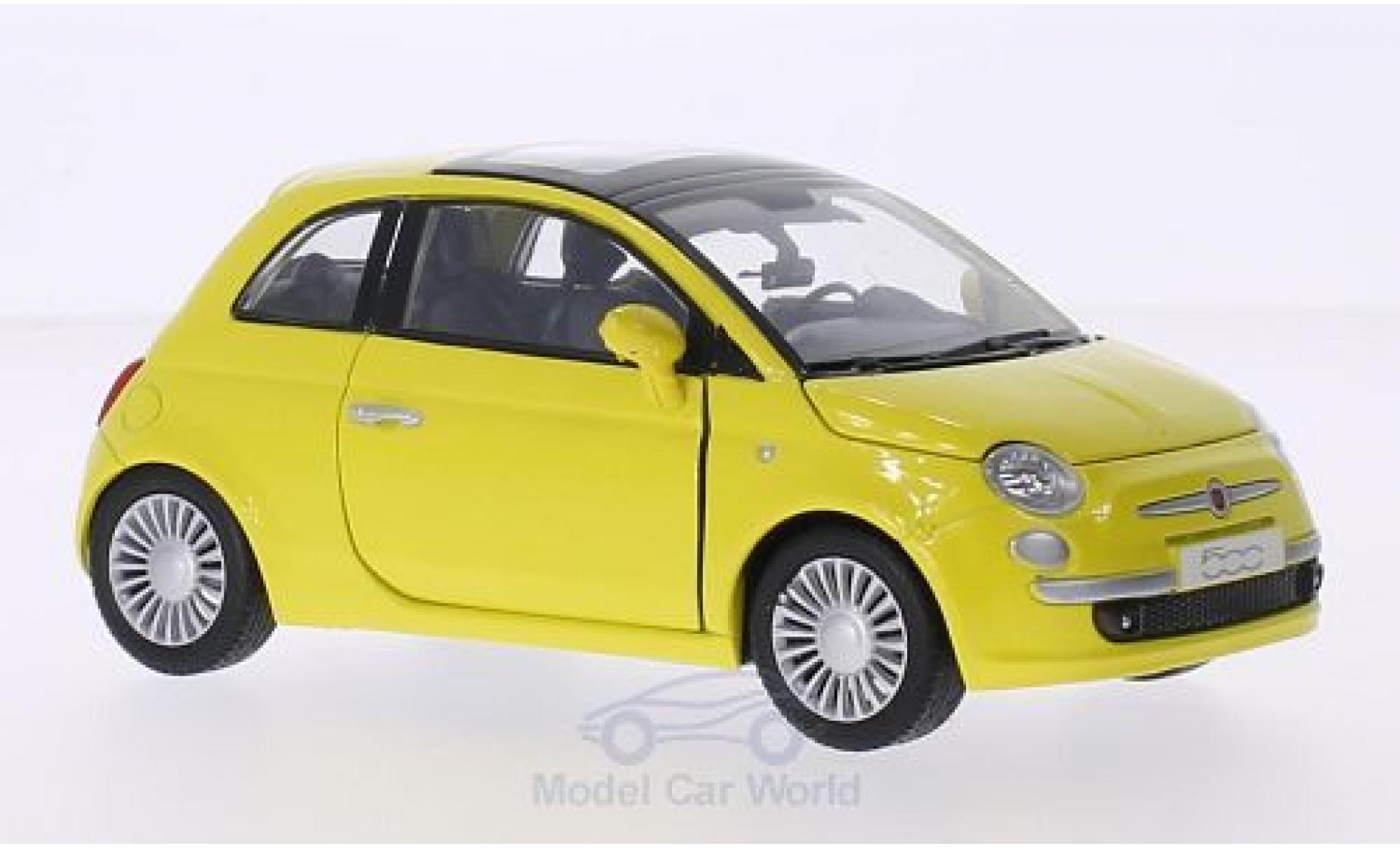 Fiat 500 L 1/24 Motormax geel 2007 modelauto
