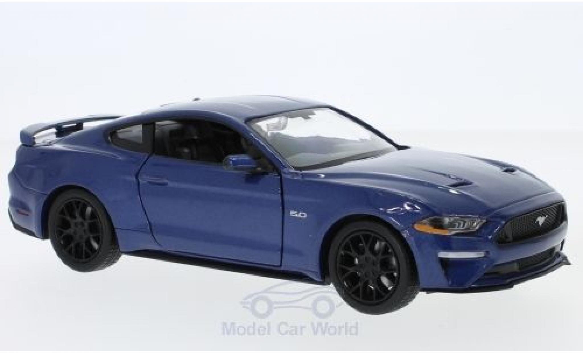 Ford Mustang 1/24 Motormax GT metallic blauw 2018 modelauto