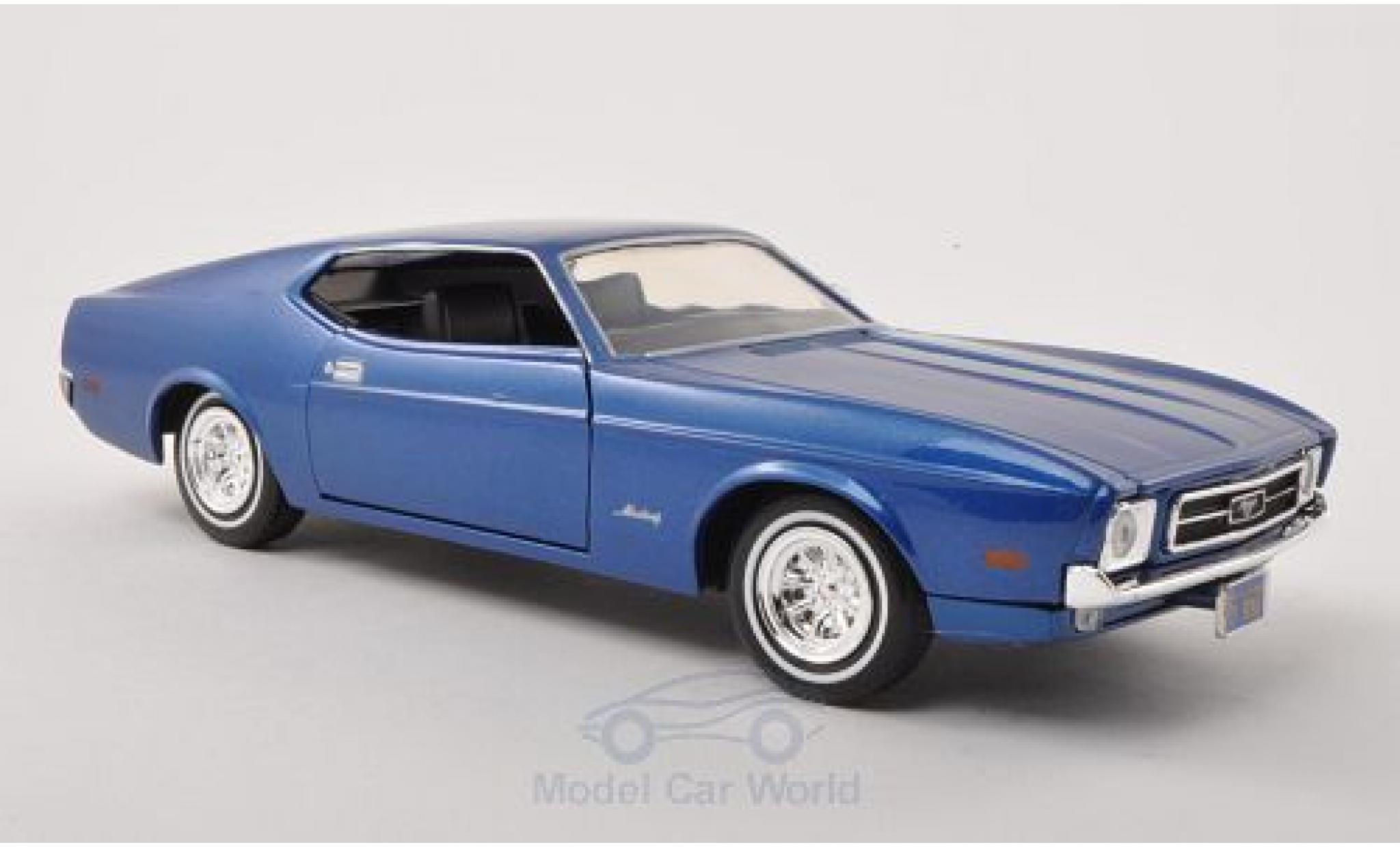Ford Mustang 1971 1/24 Motormax Sportsroof metallic blauw 1971 modelauto