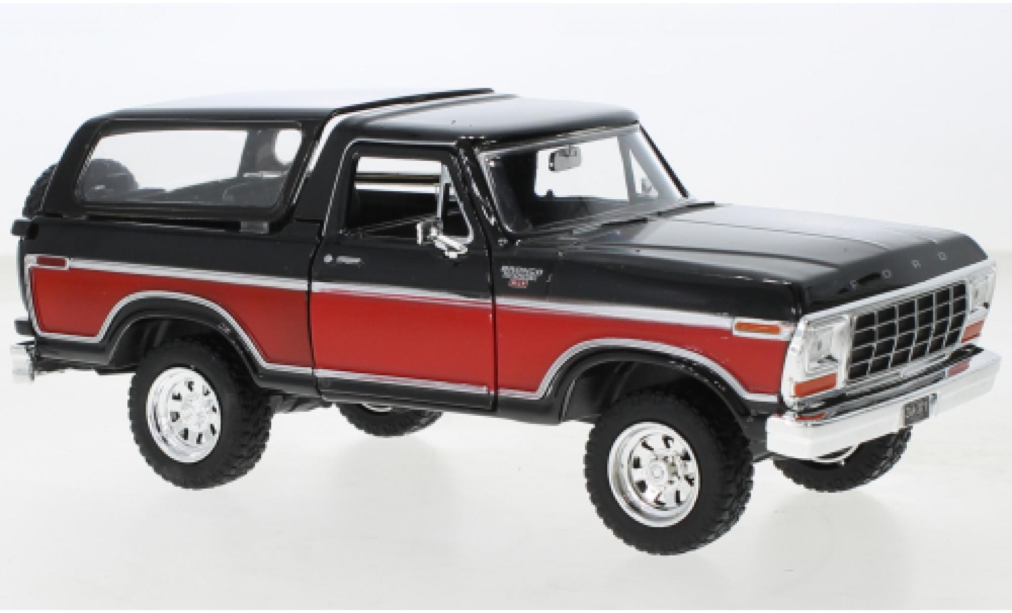 Ford Bronco 1/24 Motormax Ranger XLT zwart/rood 1978 modelauto