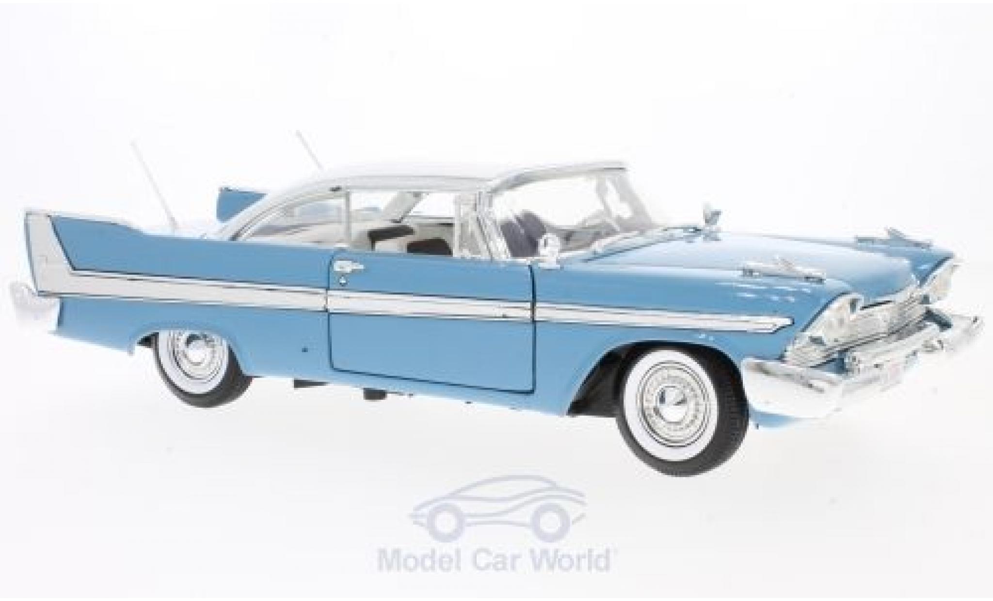 Plymouth Fury 1/18 Motormax blauw/wit 1958 modelauto