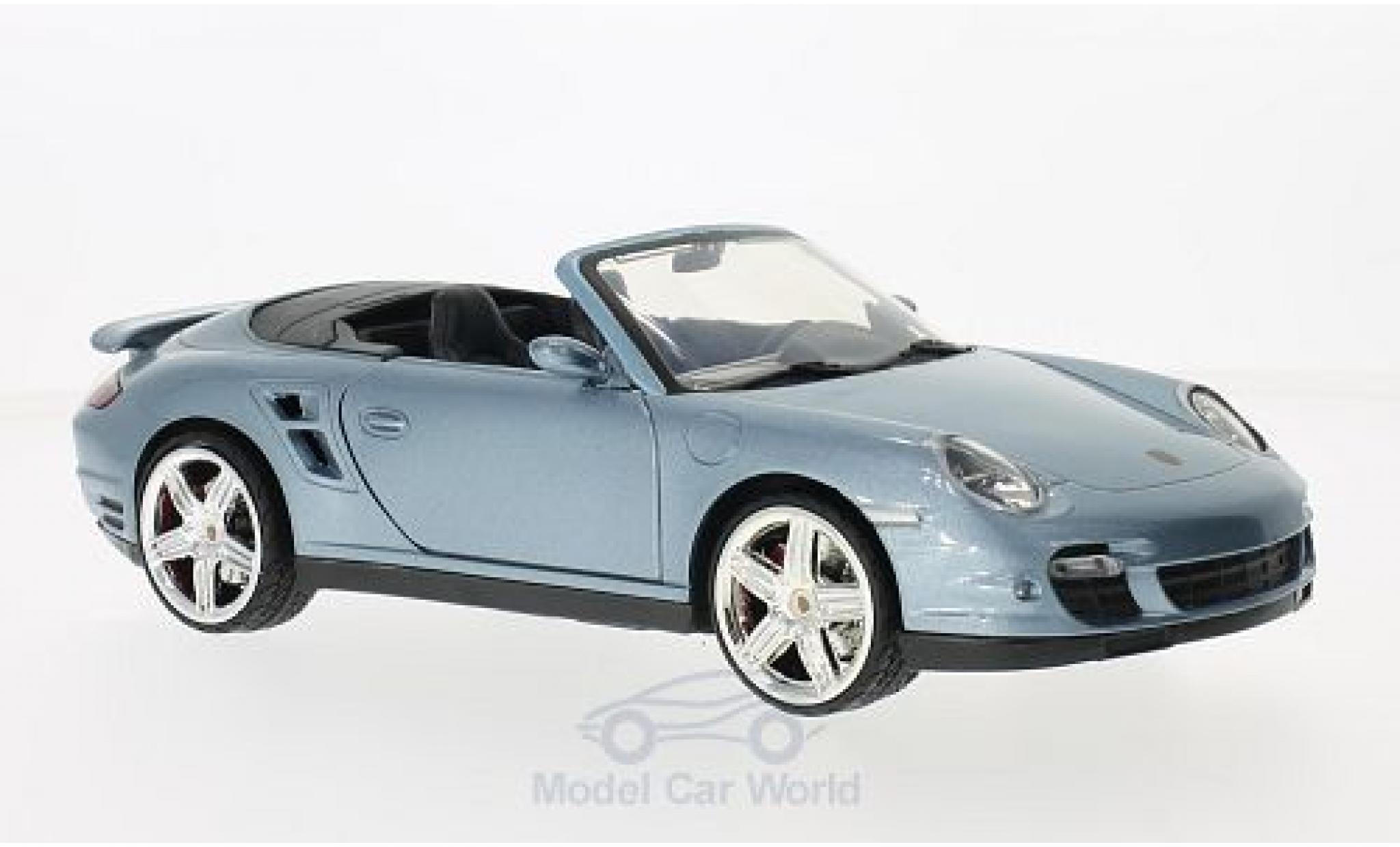 Porsche 997 Turbo 1/18 Motormax 911 () Turbo Cabriolet metallic blauw modelauto